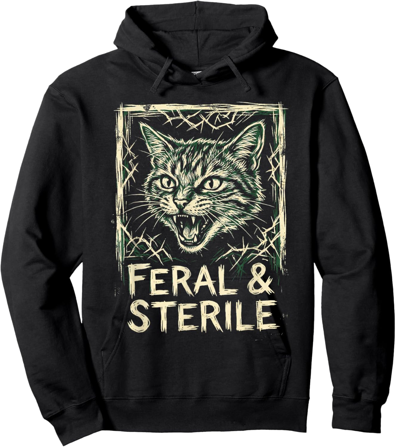 Feral & Sterile Cat TNR Advocate Wild Feline Grunge Art Hoodie - Hoodie | Black