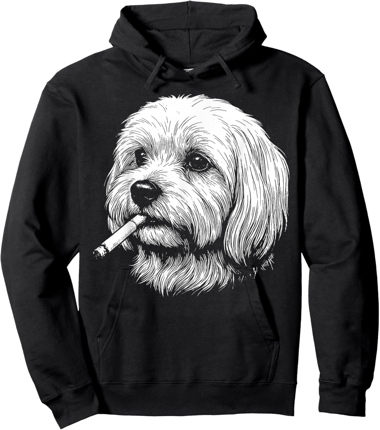 Funny Smoking Dog Meme Maltese Smoking Meme Cigarette Gen Z Hoodie - Hoodie | Black