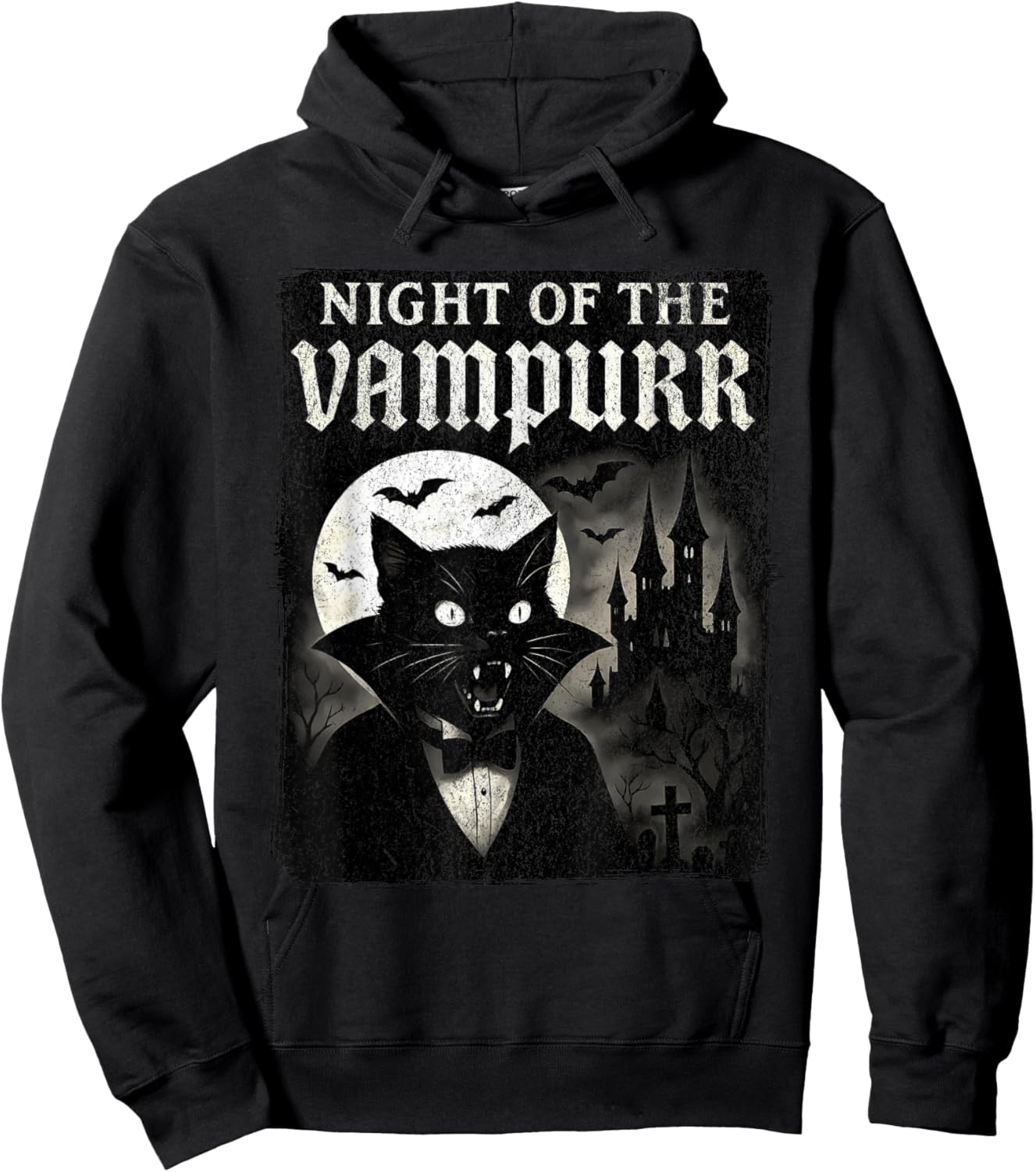 Night of The Vampurr - Halloween Vampire Cat Hoodie - Hoodie | Black
