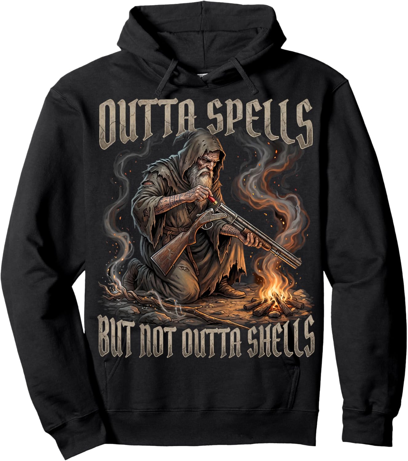 Wizard Outta Spells But Not Outta Shells RPG Gaming Fan Hoodie - Hoodie | Black