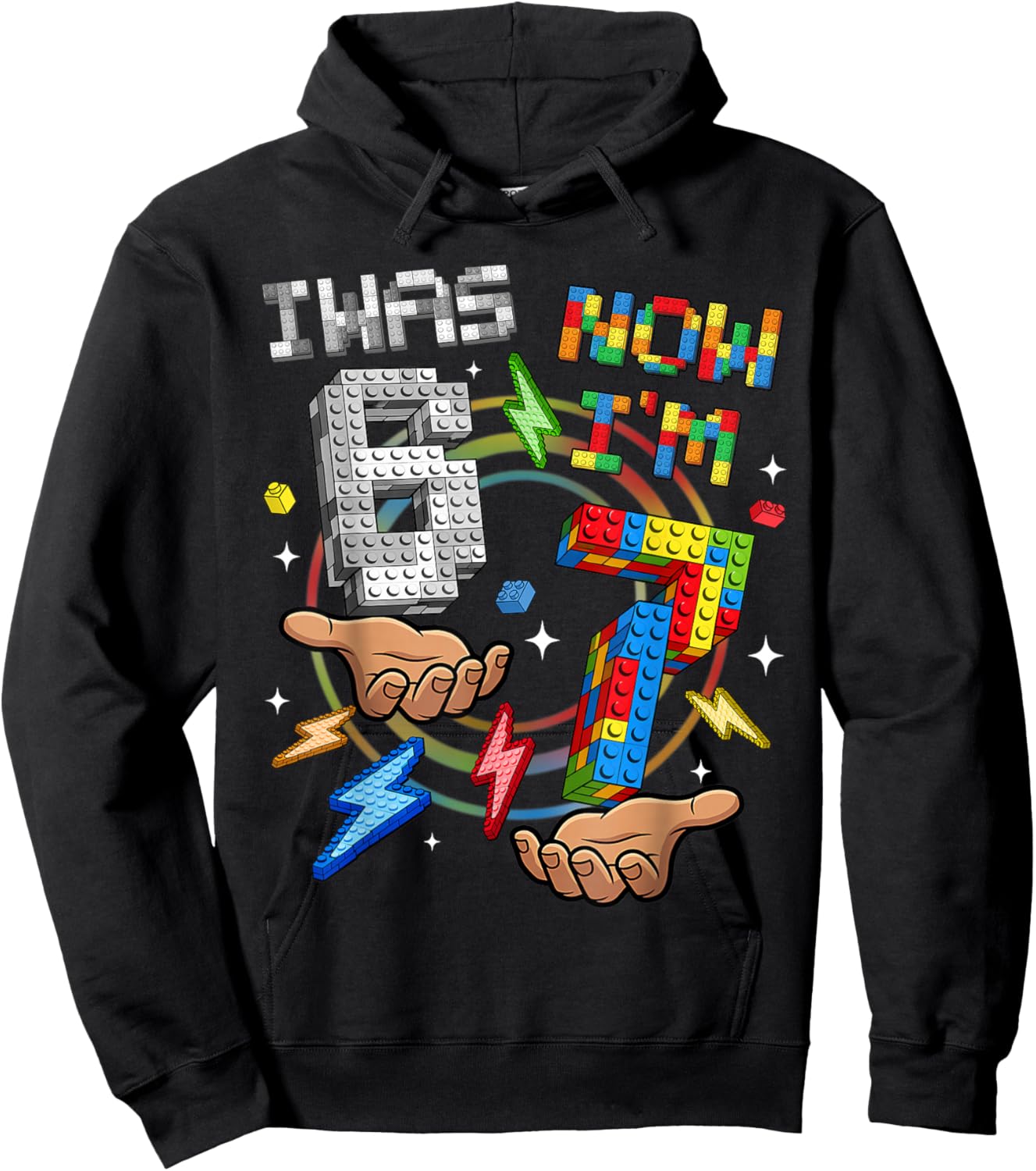 I was 6 Now I'm 7 7th Birthday 6 7 Birthday Shirts Kids Boys Hoodie - Hoodie | Black