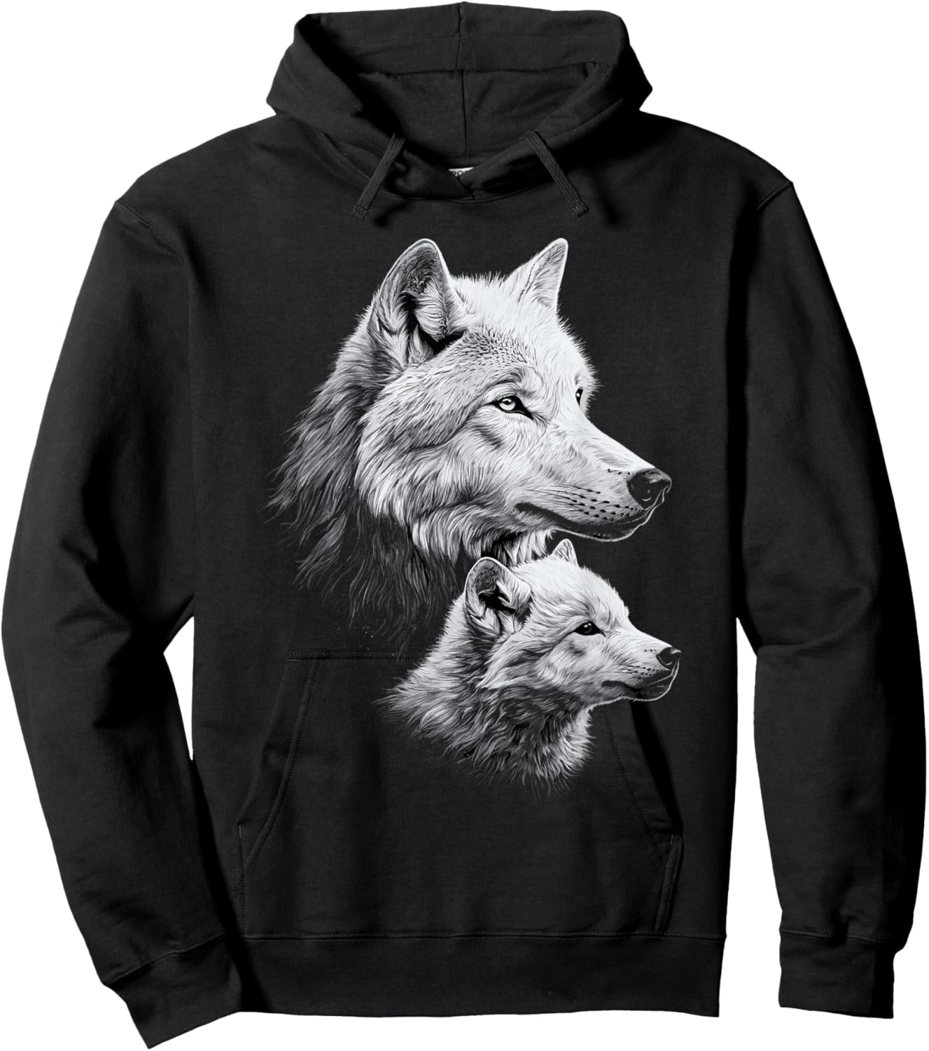 Wolf and Wolf Cub Men Wolf Lover Women Girls Cute Wolf Hoodie - Hoodie | Black