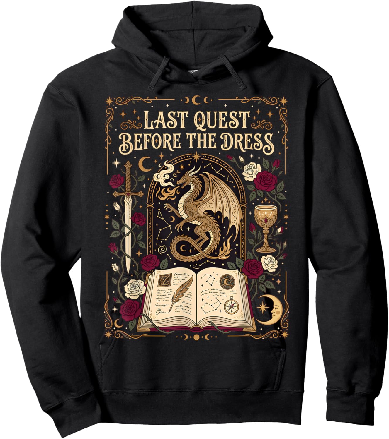 Last Quest Before Dress Fantasy Bachelorette Party Bride Hoodie - Hoodie | Black