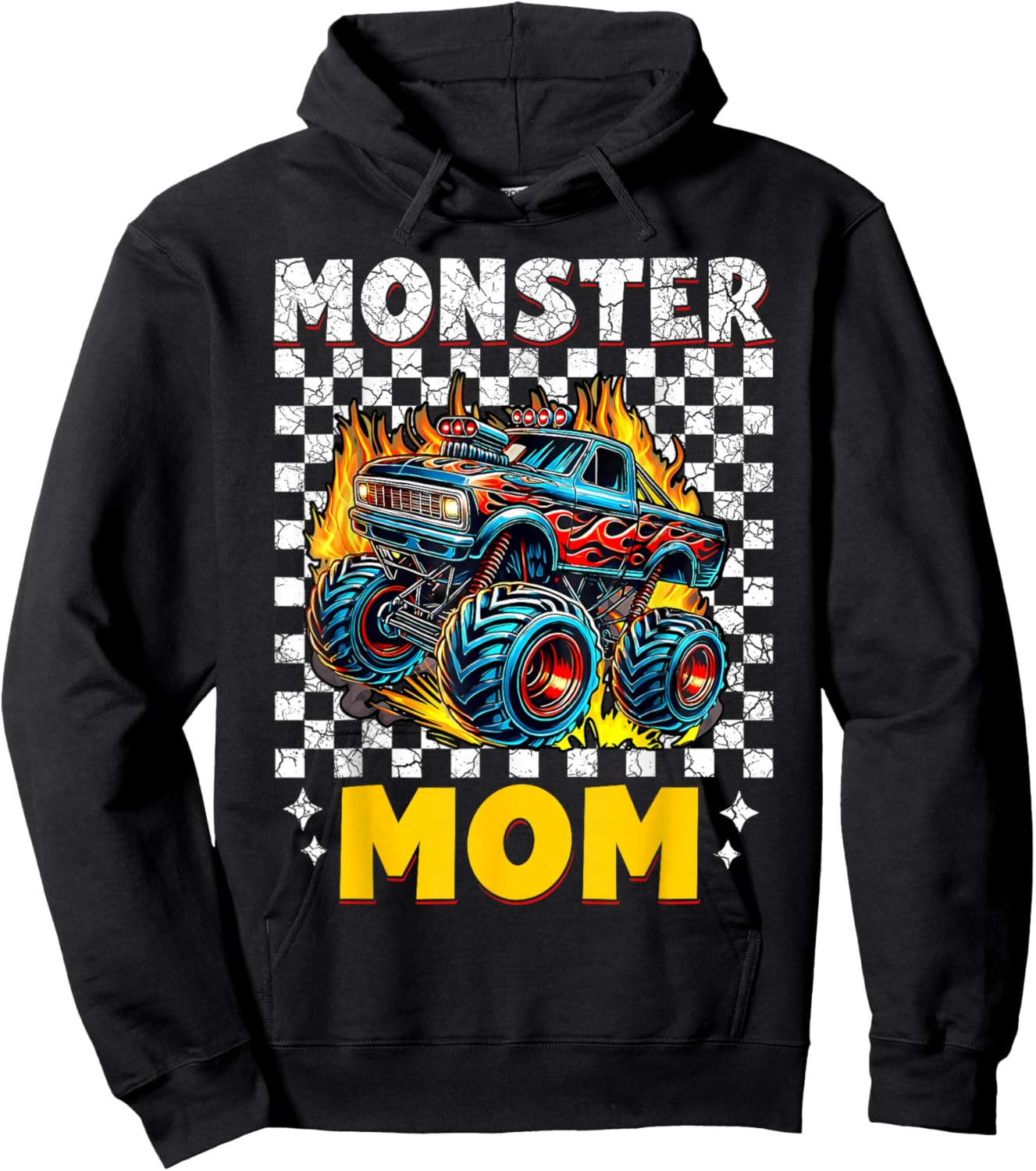 Monster Truck Mom of Birthday Boy Family Matching Bday Party Hoodie - Hoodie | Black