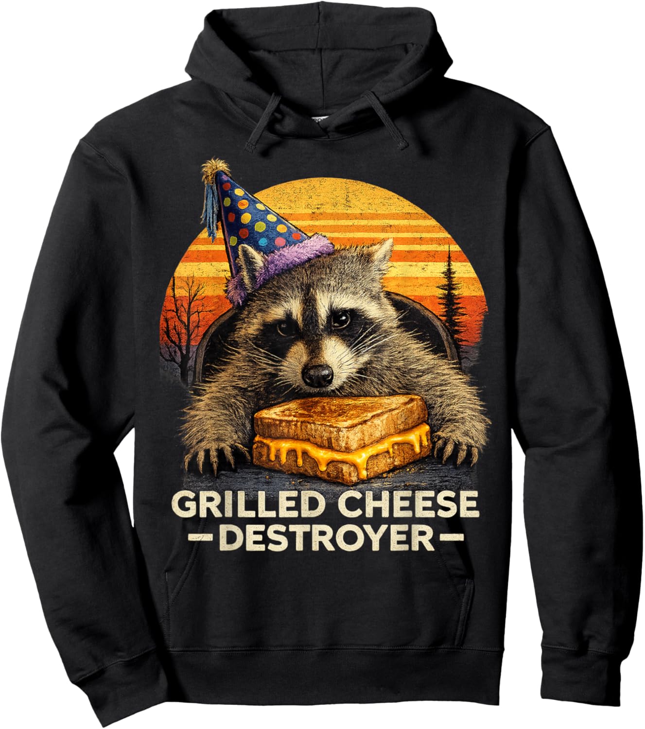 Grilled Cheese Destroyer Raccoon Meme Funny Birthday Hoodie - Hoodie | Black