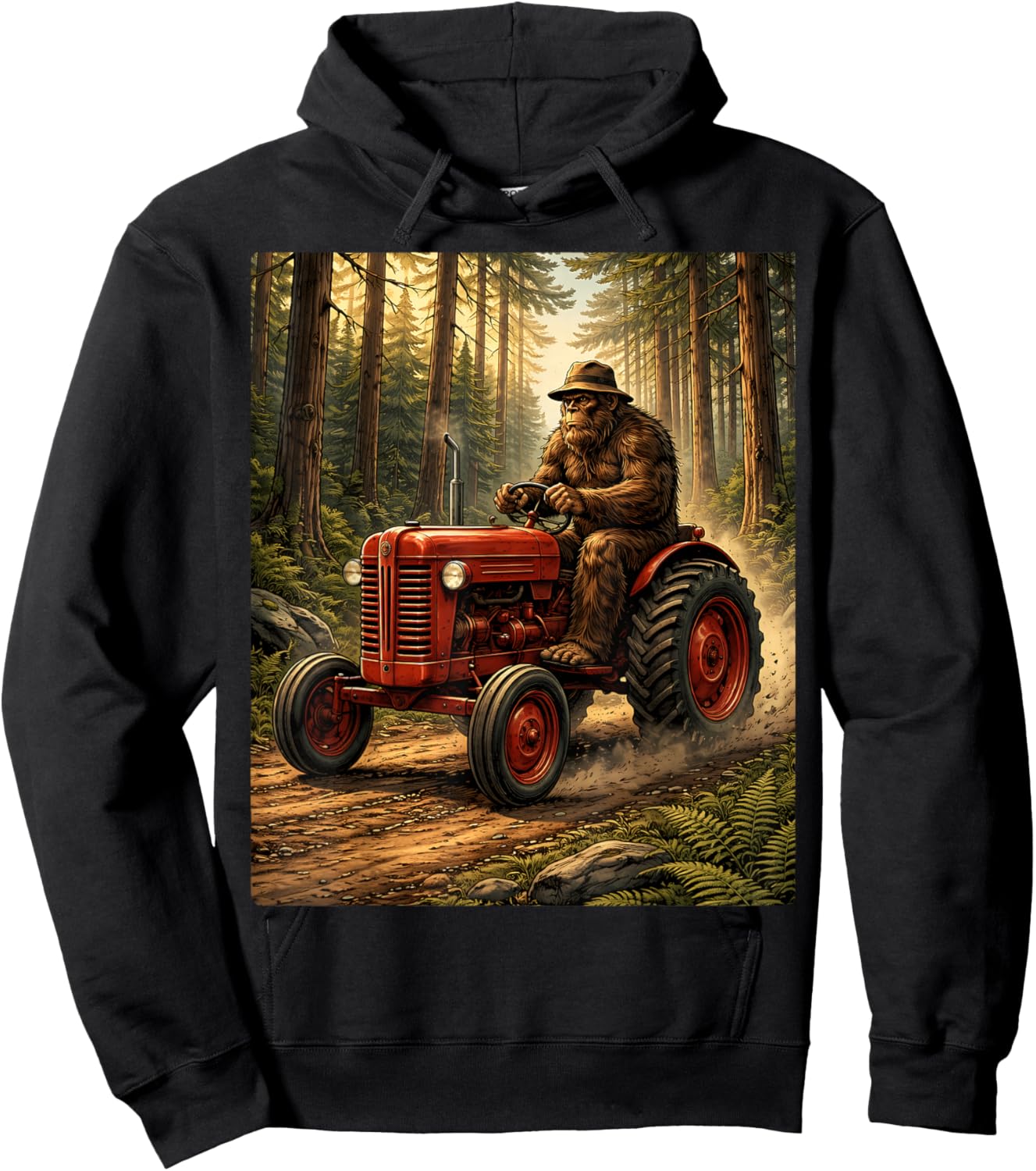 Bigfoot Tractor Design for Farmer Dad Farming Farm Dad Hoodie - Hoodie | Black