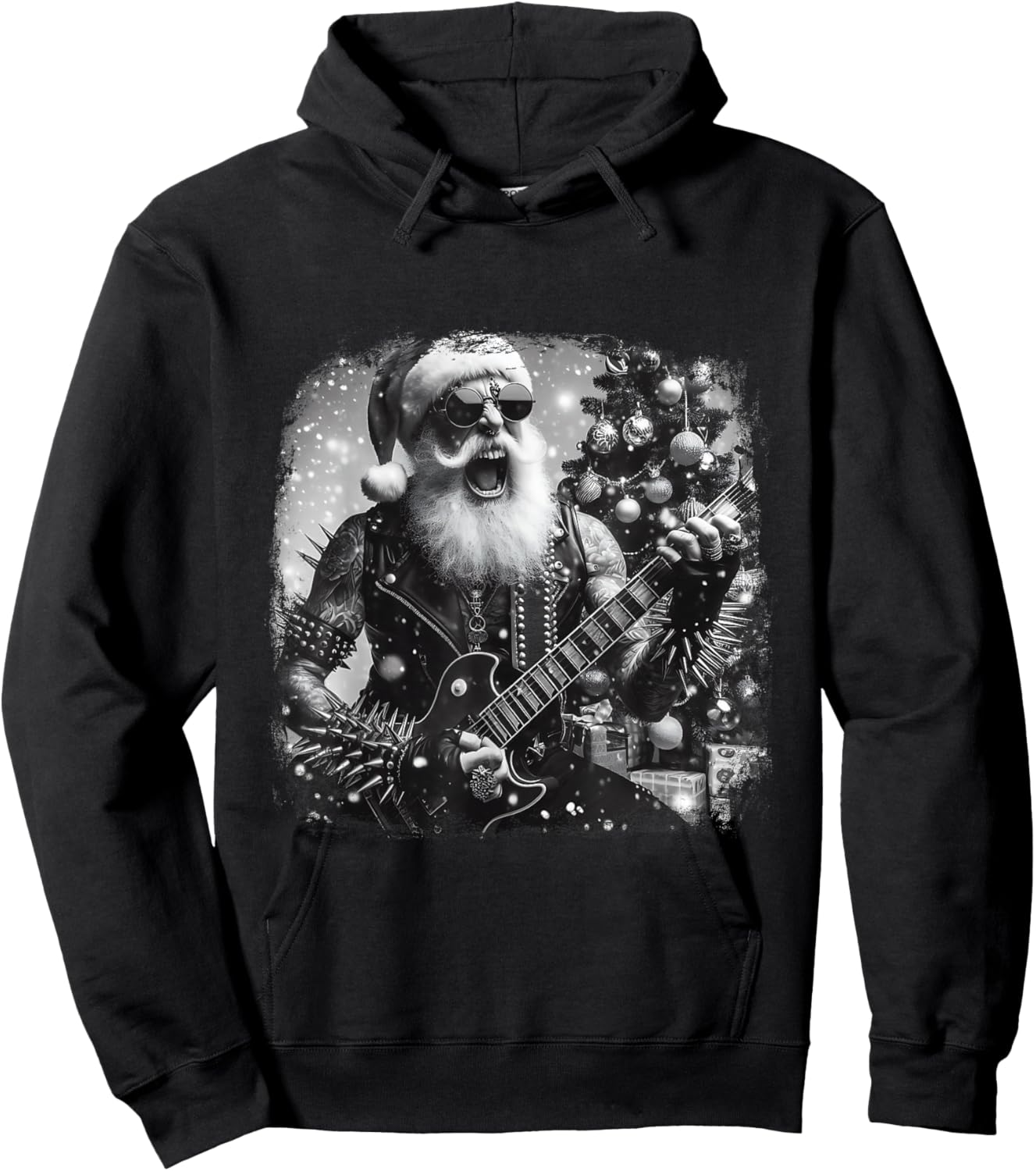 Christmas Vibe Retro Santa Jingle Bell Rock Rockin Hoodie - Hoodie | Black
