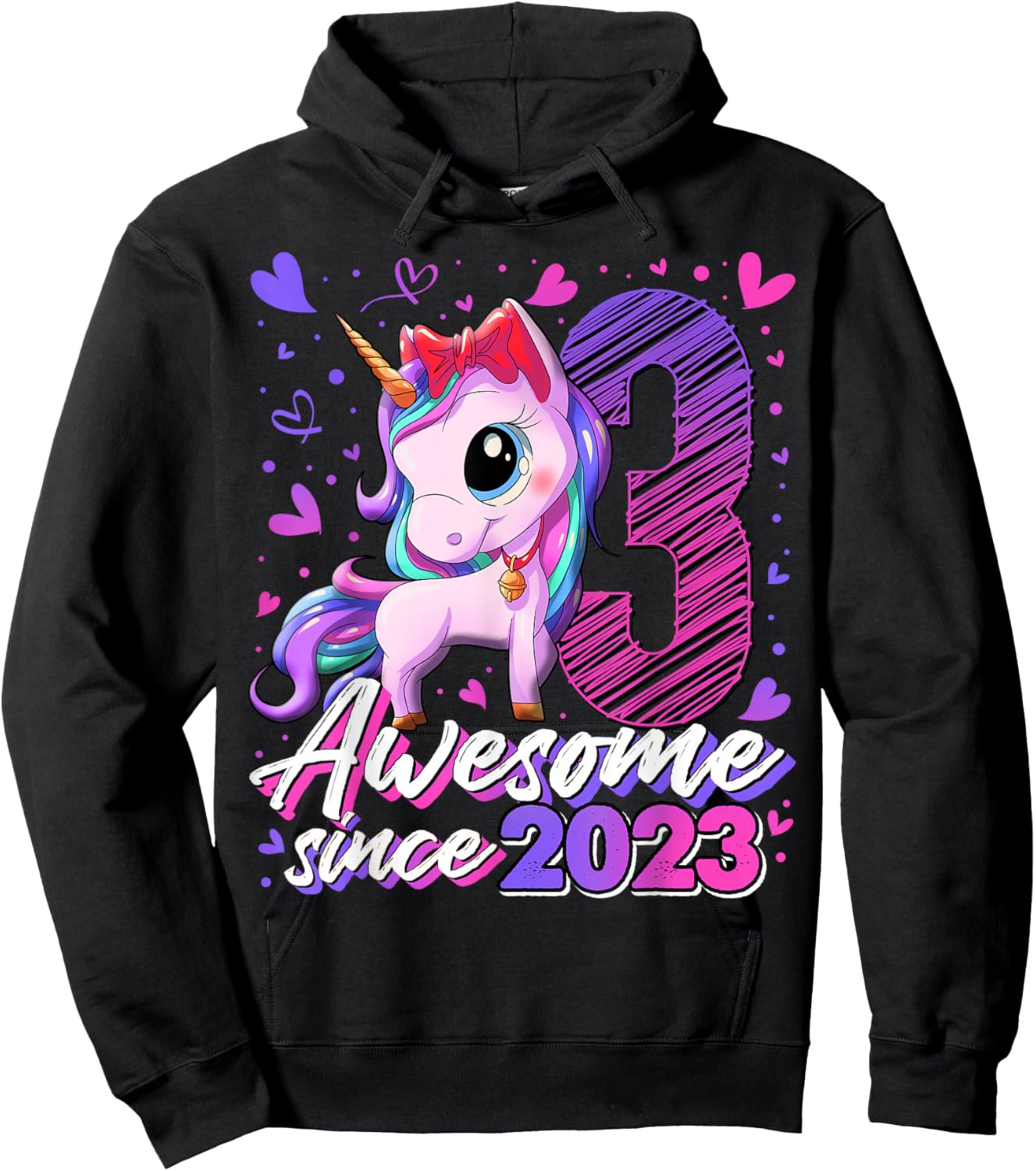 3rd Birthday Shirt Girl 3 Year Old Gifts 3 Birthday Girl Hoodie - Hoodie | Black
