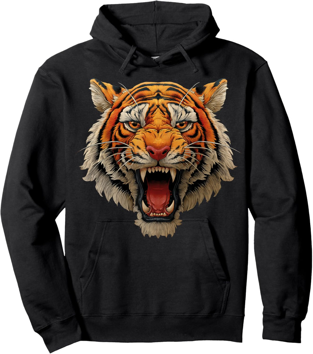 Tiger Roaring Graphic Hoodie - Hoodie | Black