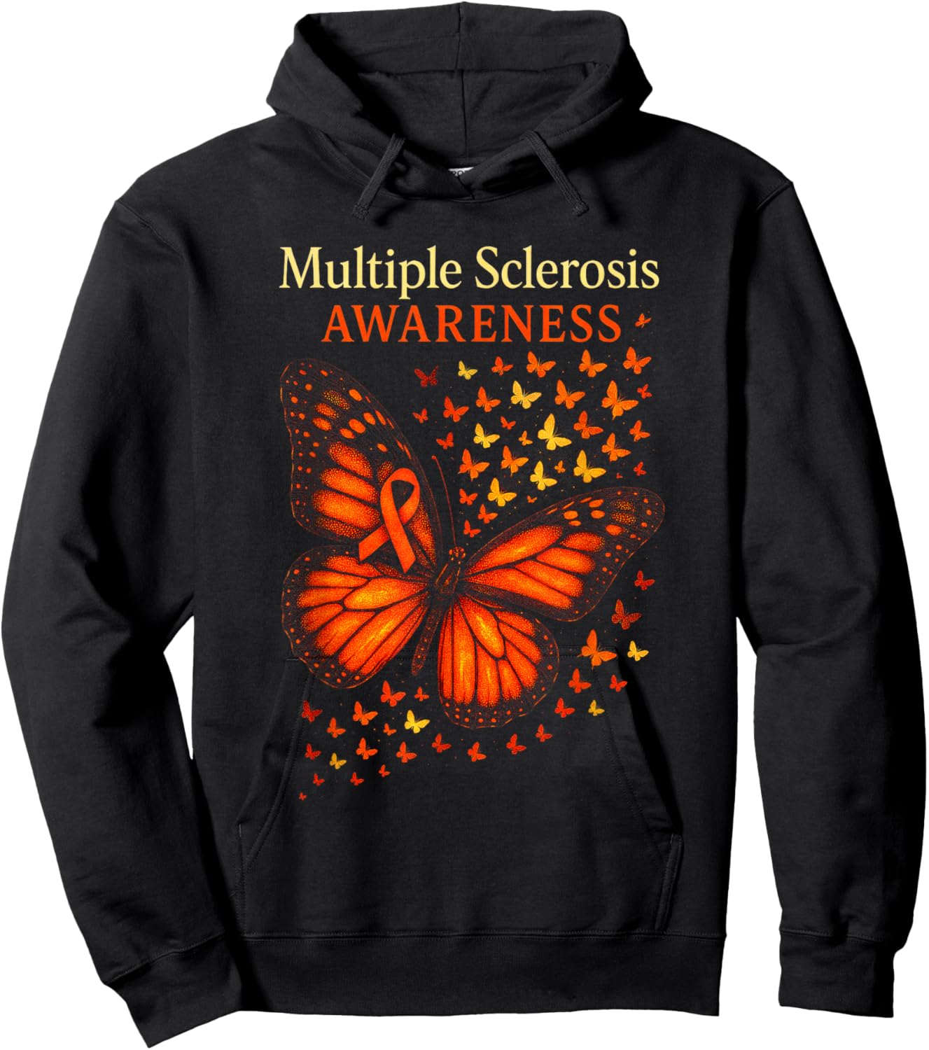 Multiple Sclerosis Awareness - Butterfly Ribbon Hoodie - Hoodie | Black