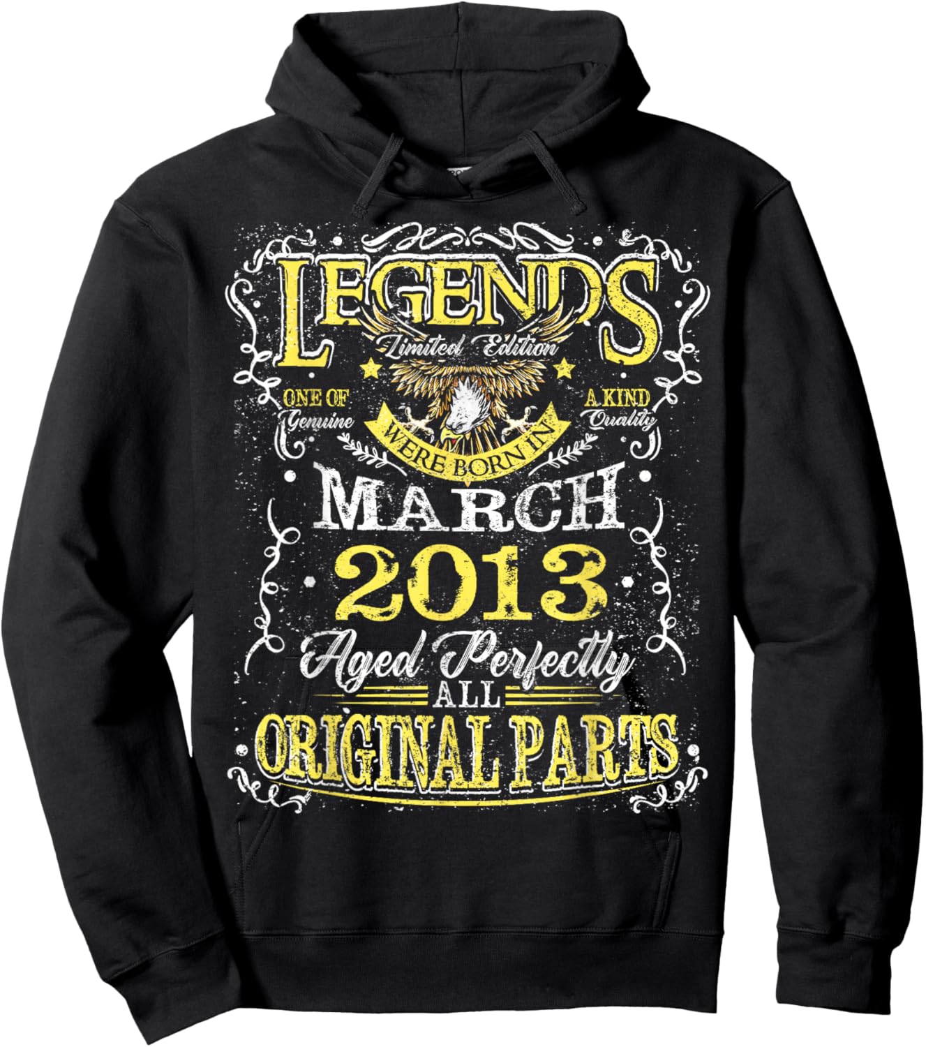 13th Birthday Gift Legend Born in March 2013 13 Yrs Old Hoodie - Hoodie | Black