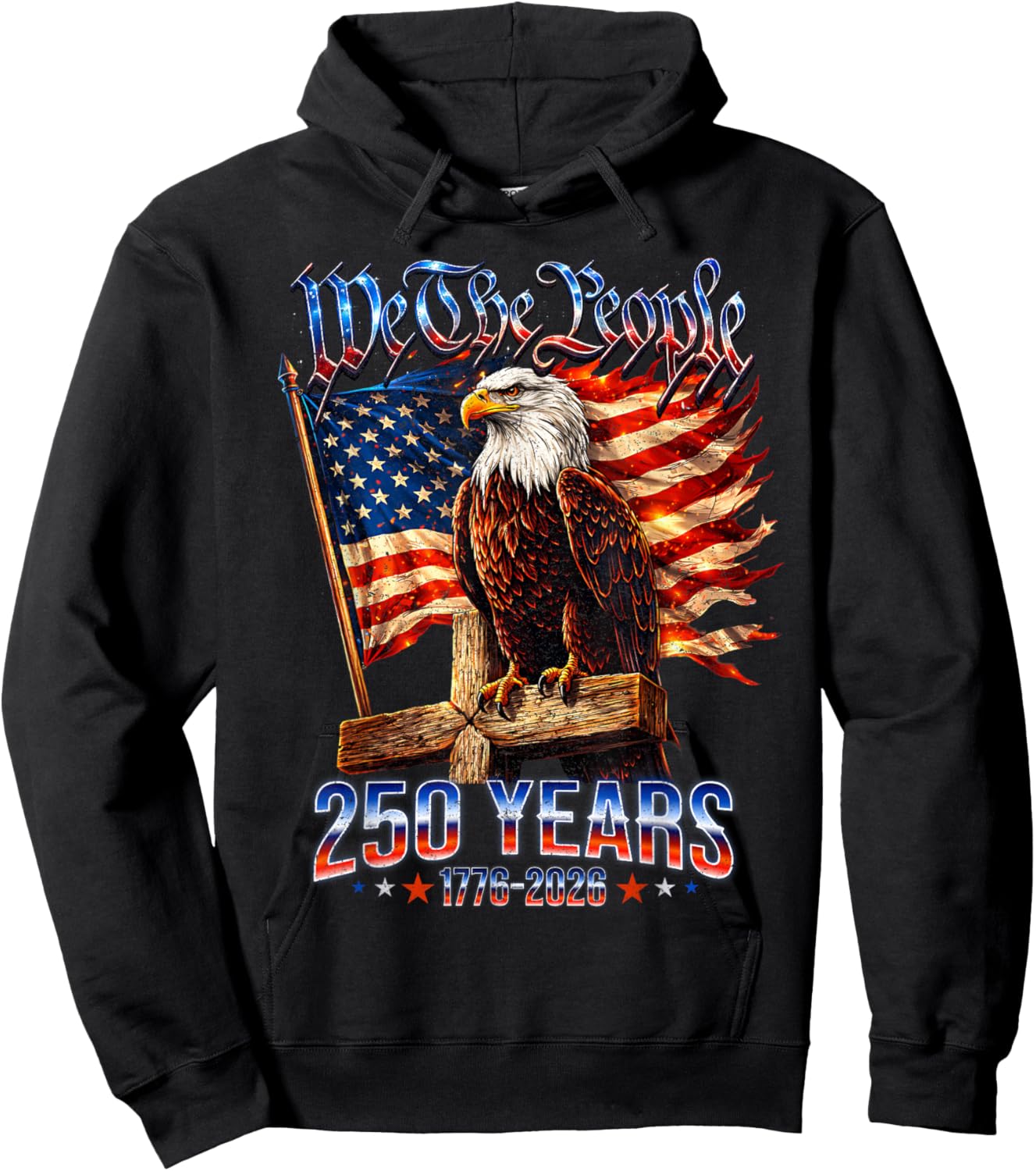 250 Years American 1776 2026 250th USA Birthday 4th of July Hoodie - Hoodie | Black