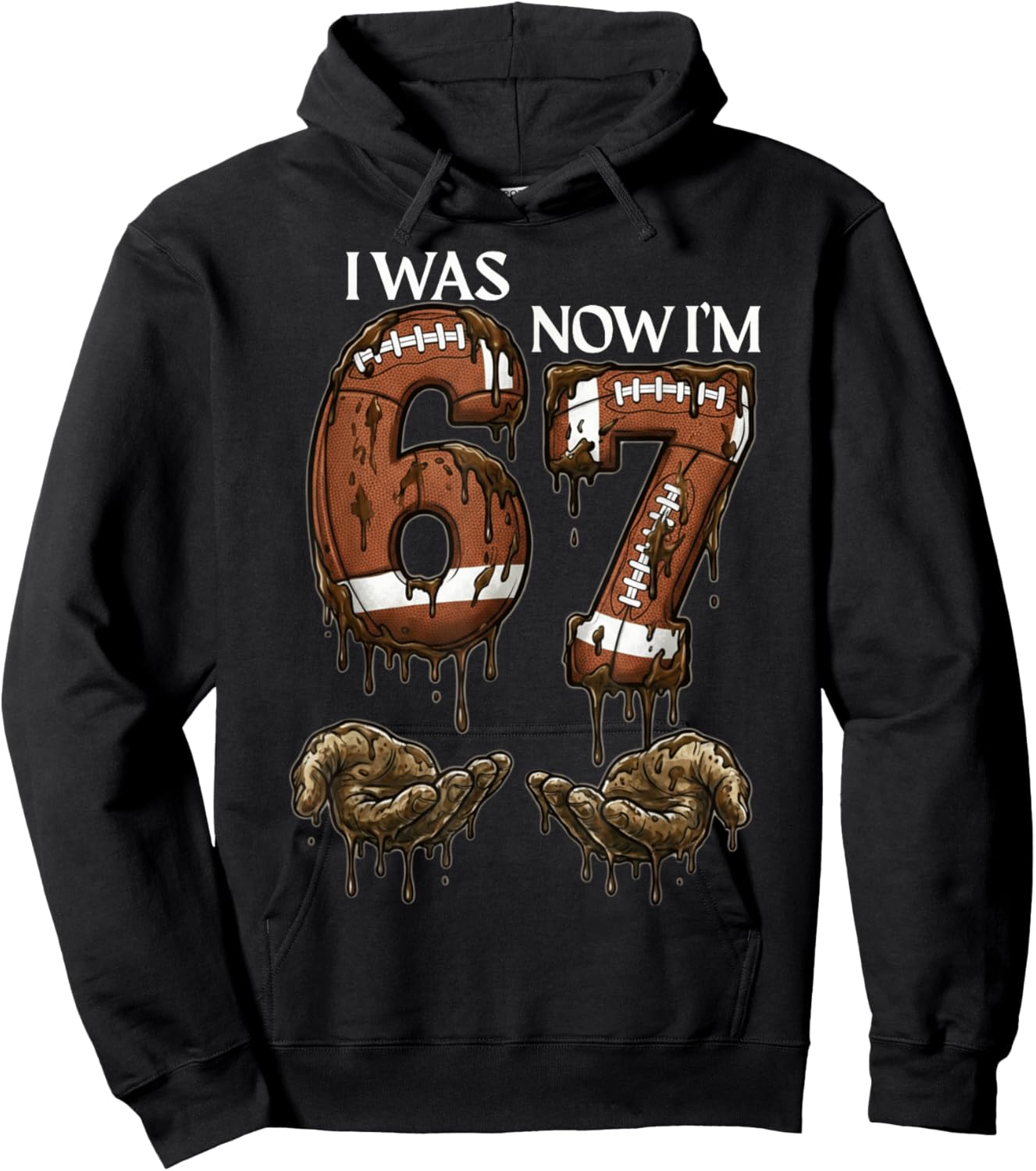 I was 6 Now I'm 7 Funny Football 6 7 Birthday Boys Girls Hoodie - Hoodie | Black