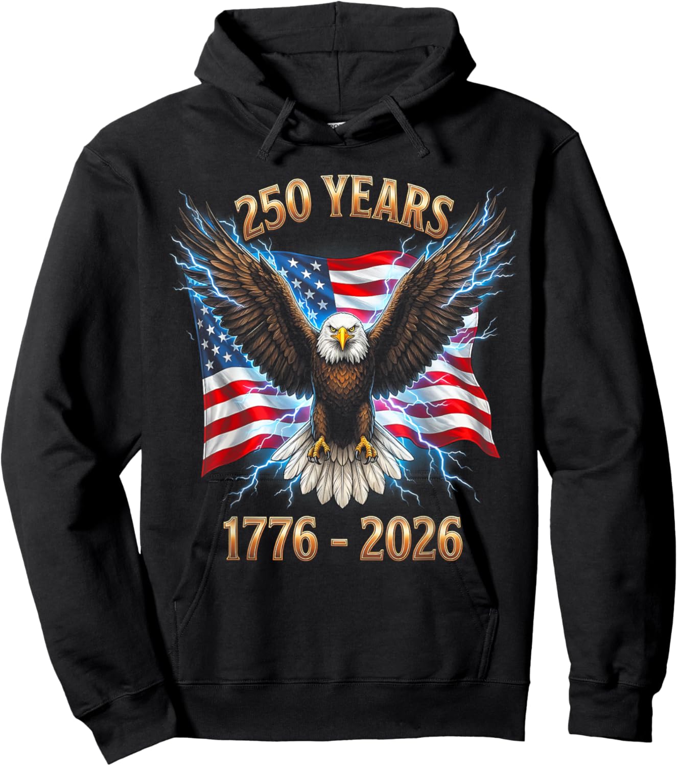 250th Birthday 250 Years USA 1776 2026 Hoodie - Hoodie | Black