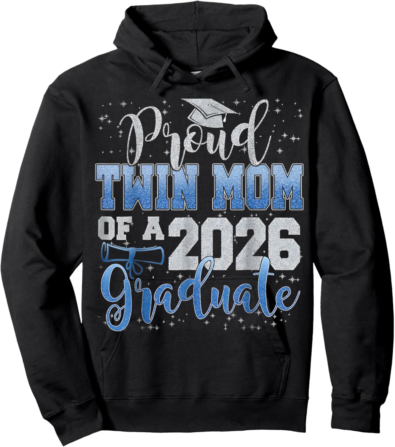 Proud Twin Mom of Senior 2026 Class of 2026 Graduation Hoodie - Hoodie | Black