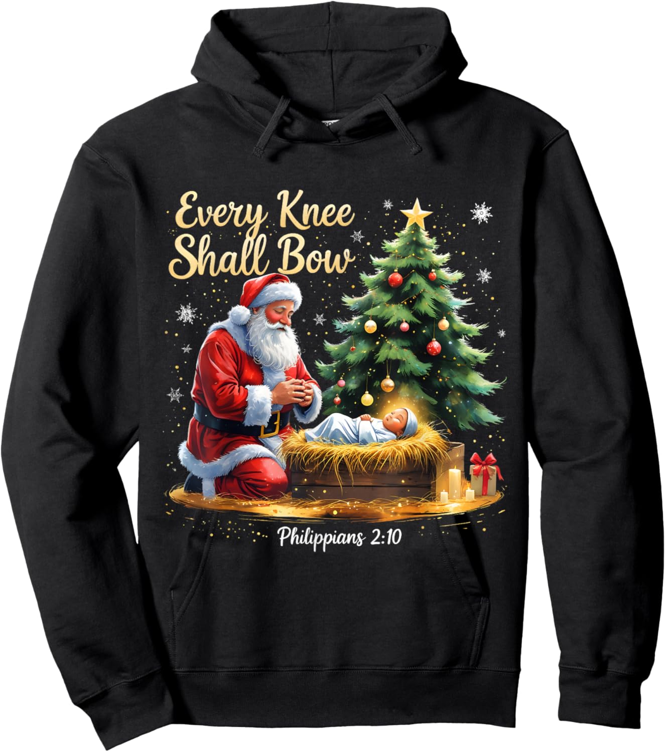 Every Knee Shall Bow Philippians 2:10 Christmas Hoodie - Hoodie | Black