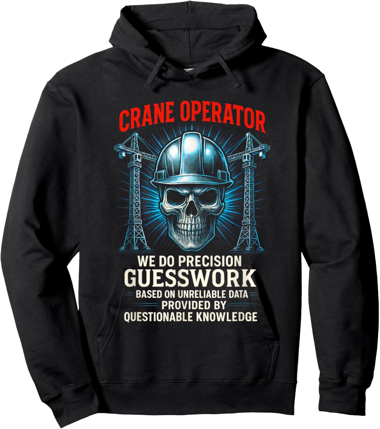 Crane Operator - Skull USA Construction Hoodie - Hoodie | Black