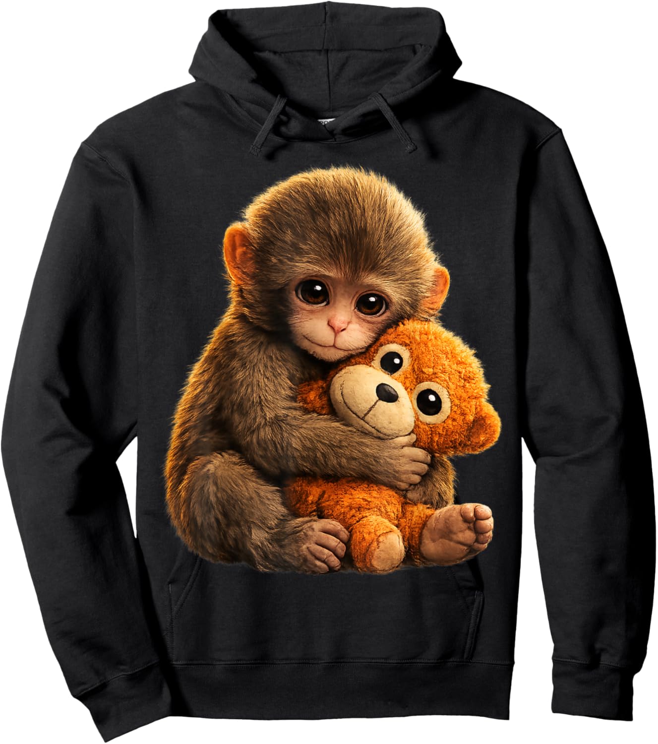 Cute Baby Monkey Punch Viral Zoo Japan Design Hoodie - Hoodie | Black