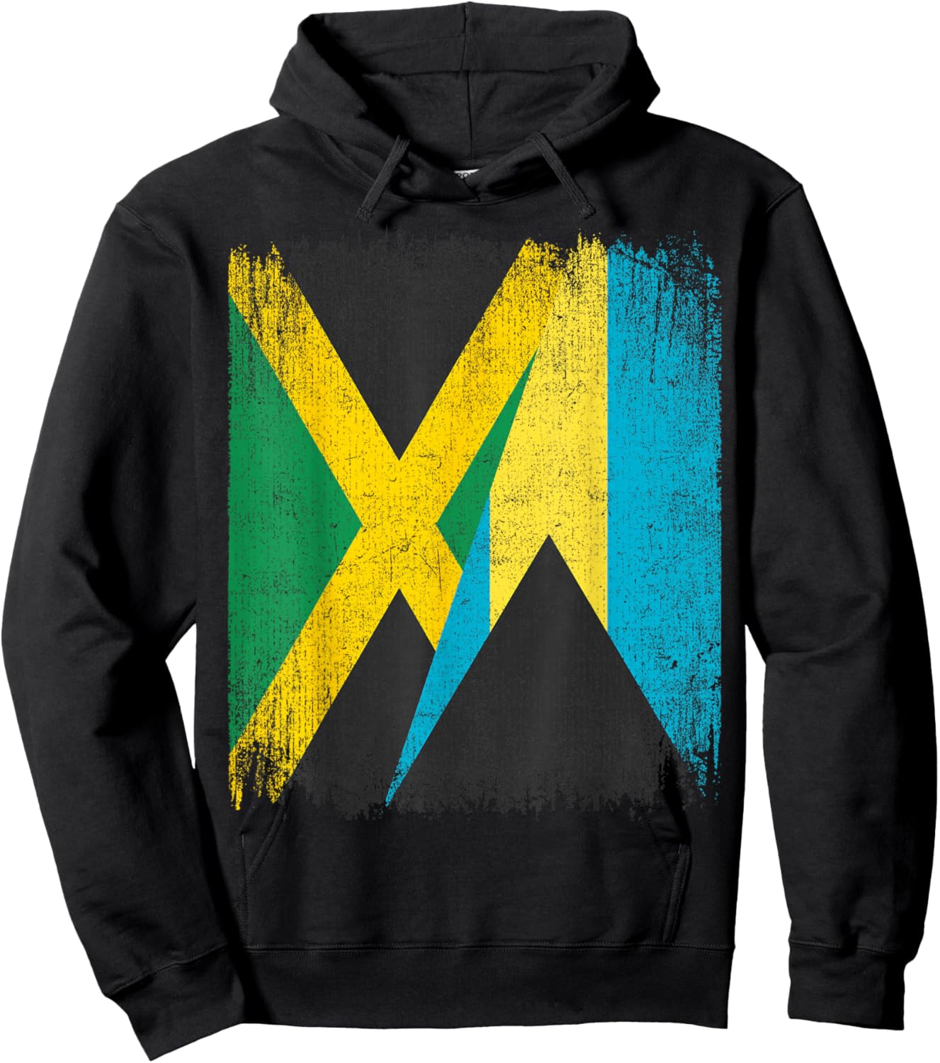 Half Jamaica Bahamas Flag Jamaican Bahamian Pride Roots Hoodie - Hoodie | Black
