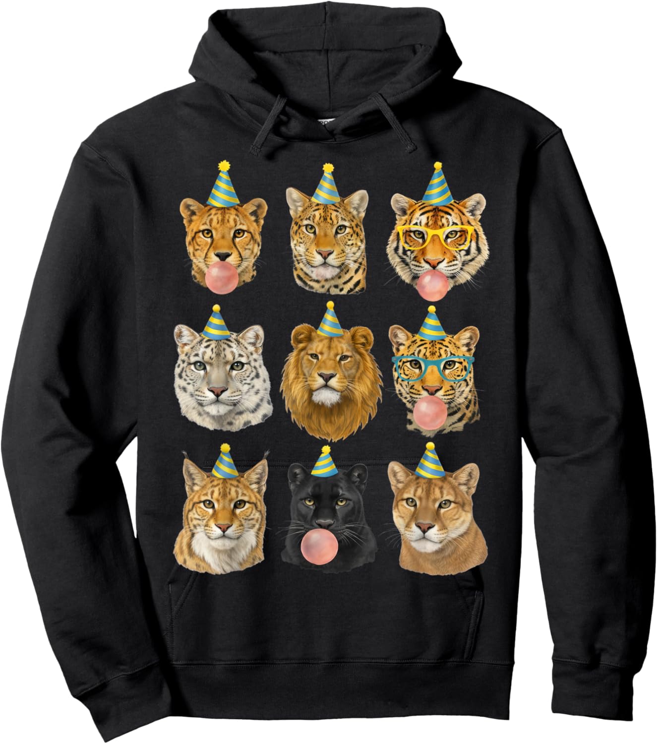 Funny Animal Birthday Party Wild Cats Zoo Birthday Boys Kids Hoodie - Hoodie | Black
