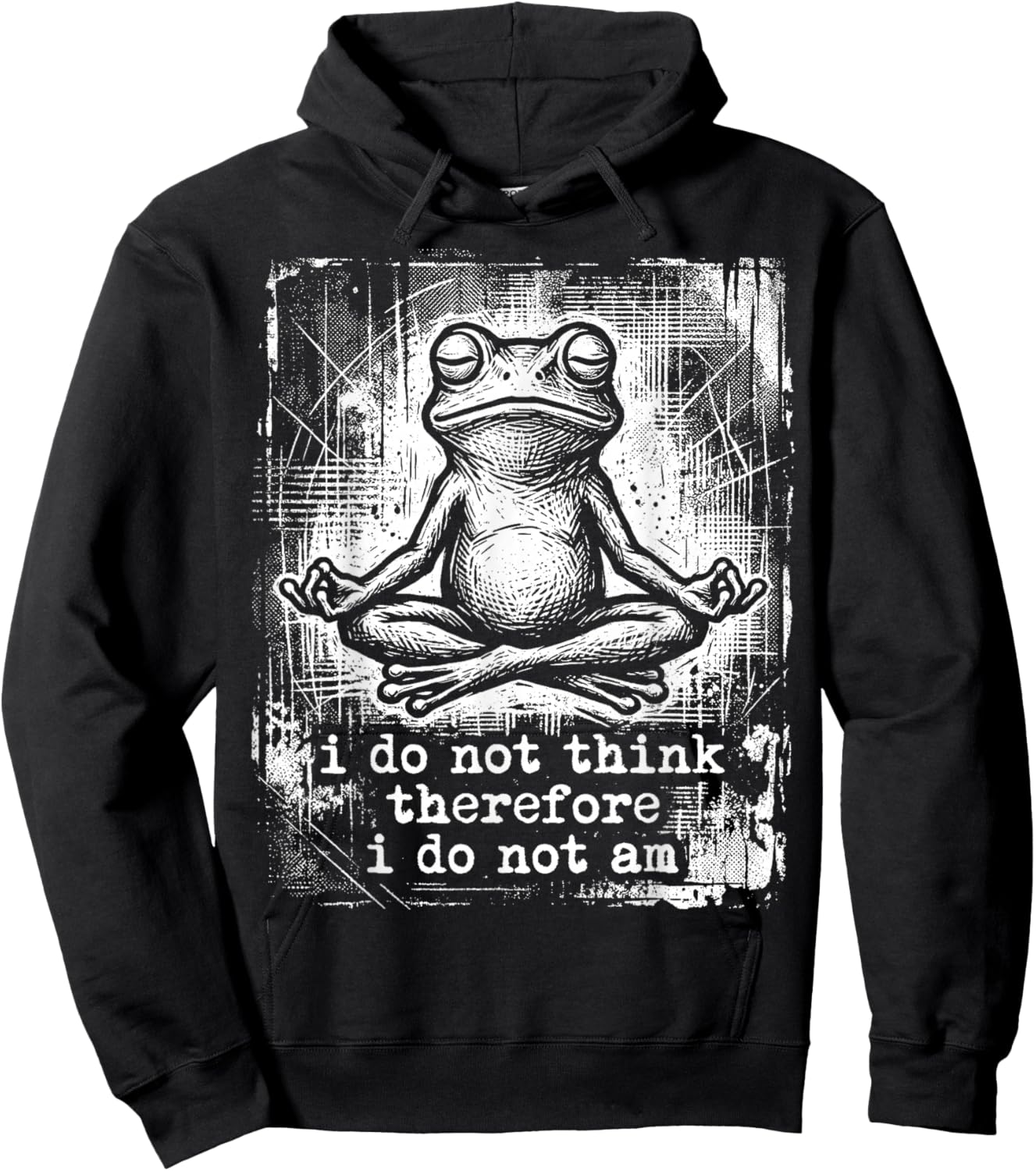 Meditating Frog I Do Not Think Therefore I Do Not Am Zen Hoodie - Hoodie | Black