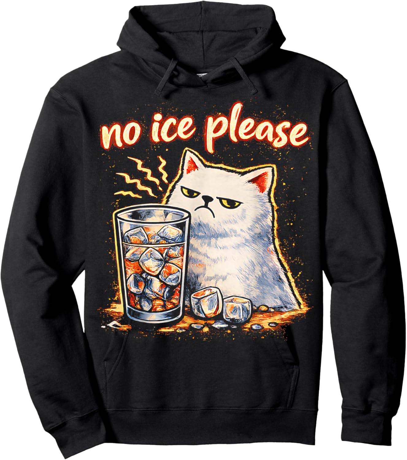 No Ice Please Funny Cat Meme Hoodie - Hoodie | Black