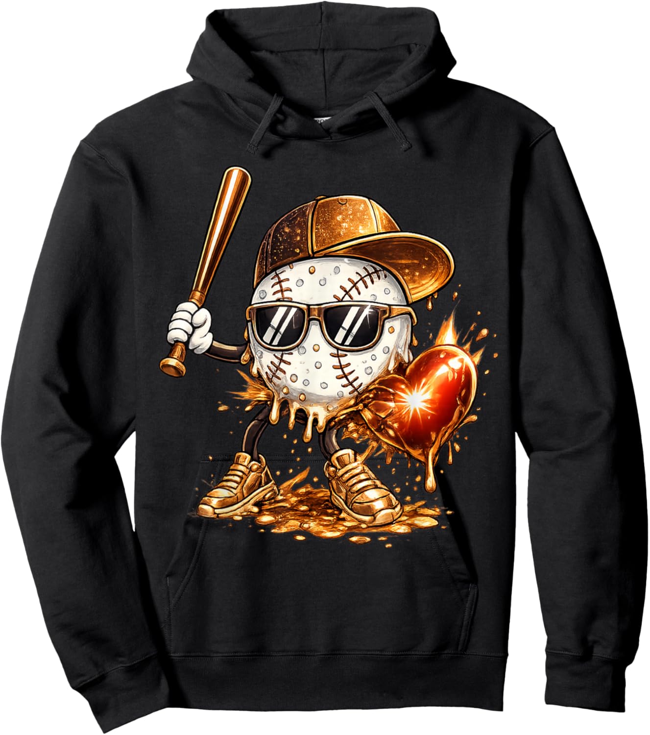 Baseball Valentine's Day Drip Ice Cream Team Hoodie - Hoodie | Black