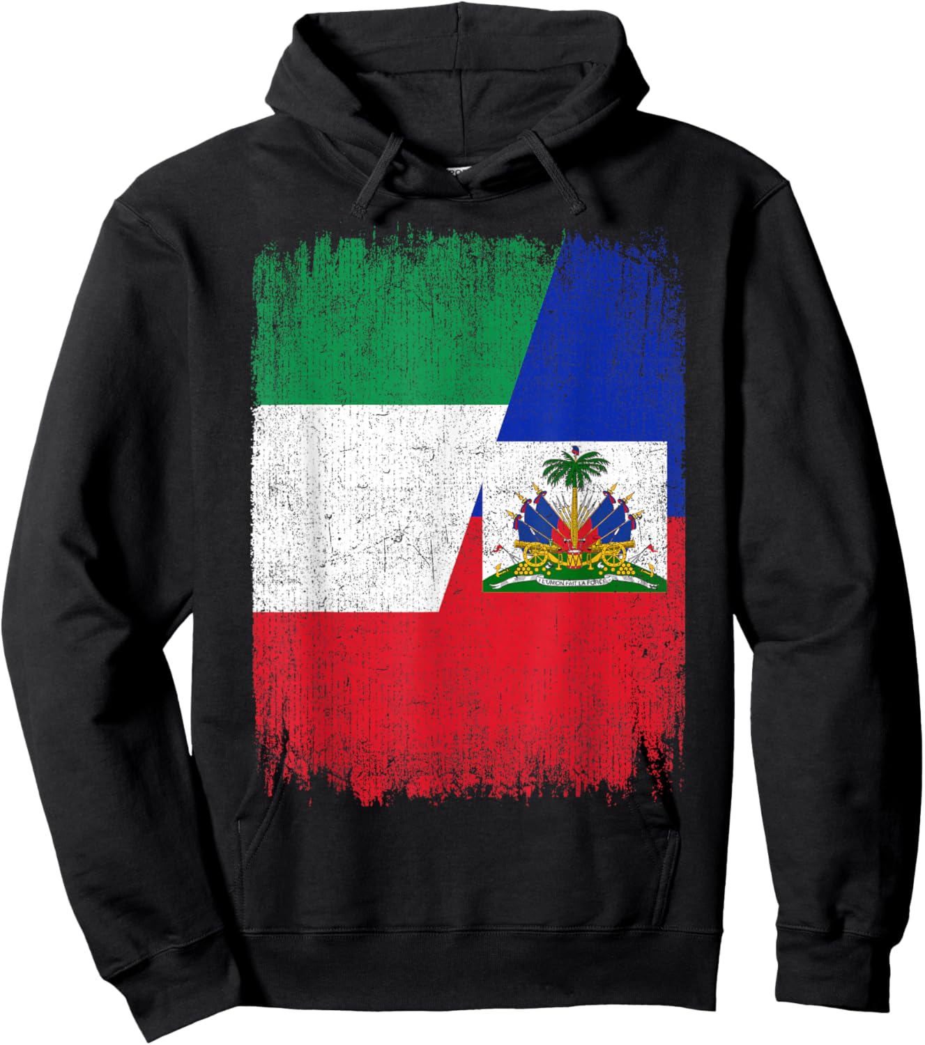 Half Italy Haiti Flag Italian Haitian Pride Roots Hoodie - Hoodie | Black