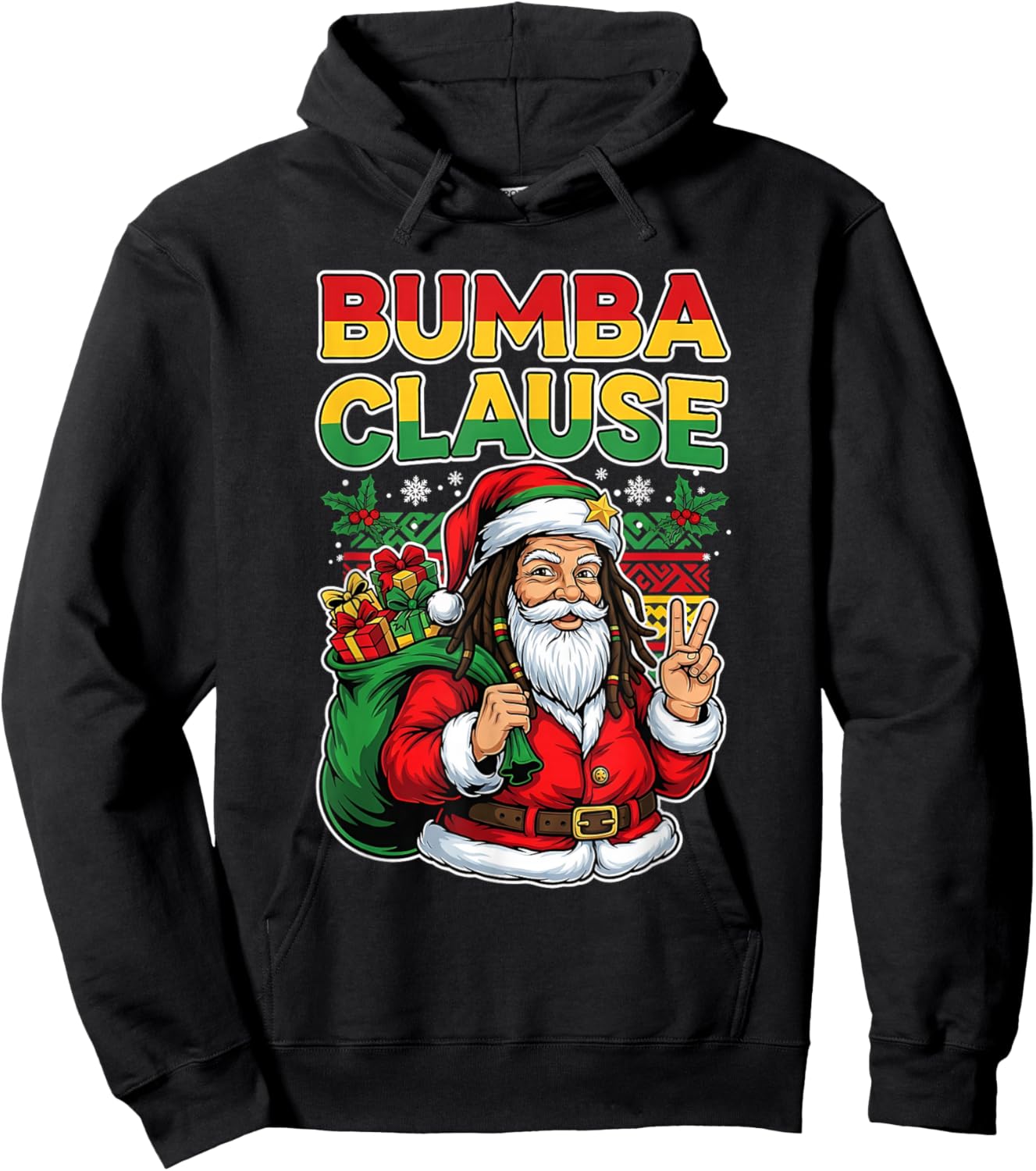 Funny Bumba Clause Jamaican Santa Christmas Black Humor Hoodie - Hoodie | Black