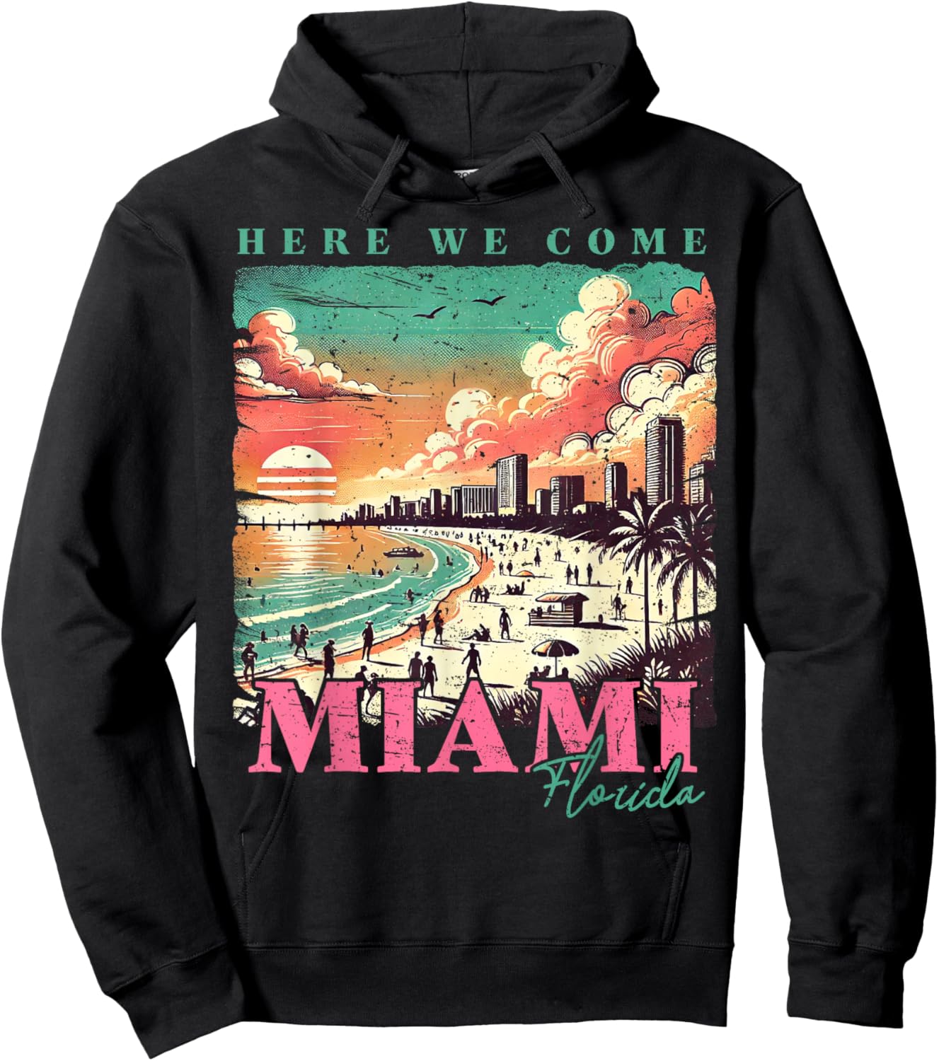 Miami Beach Florida Family Vacation Surfer FL Trip Souvenir Hoodie - Hoodie | Black