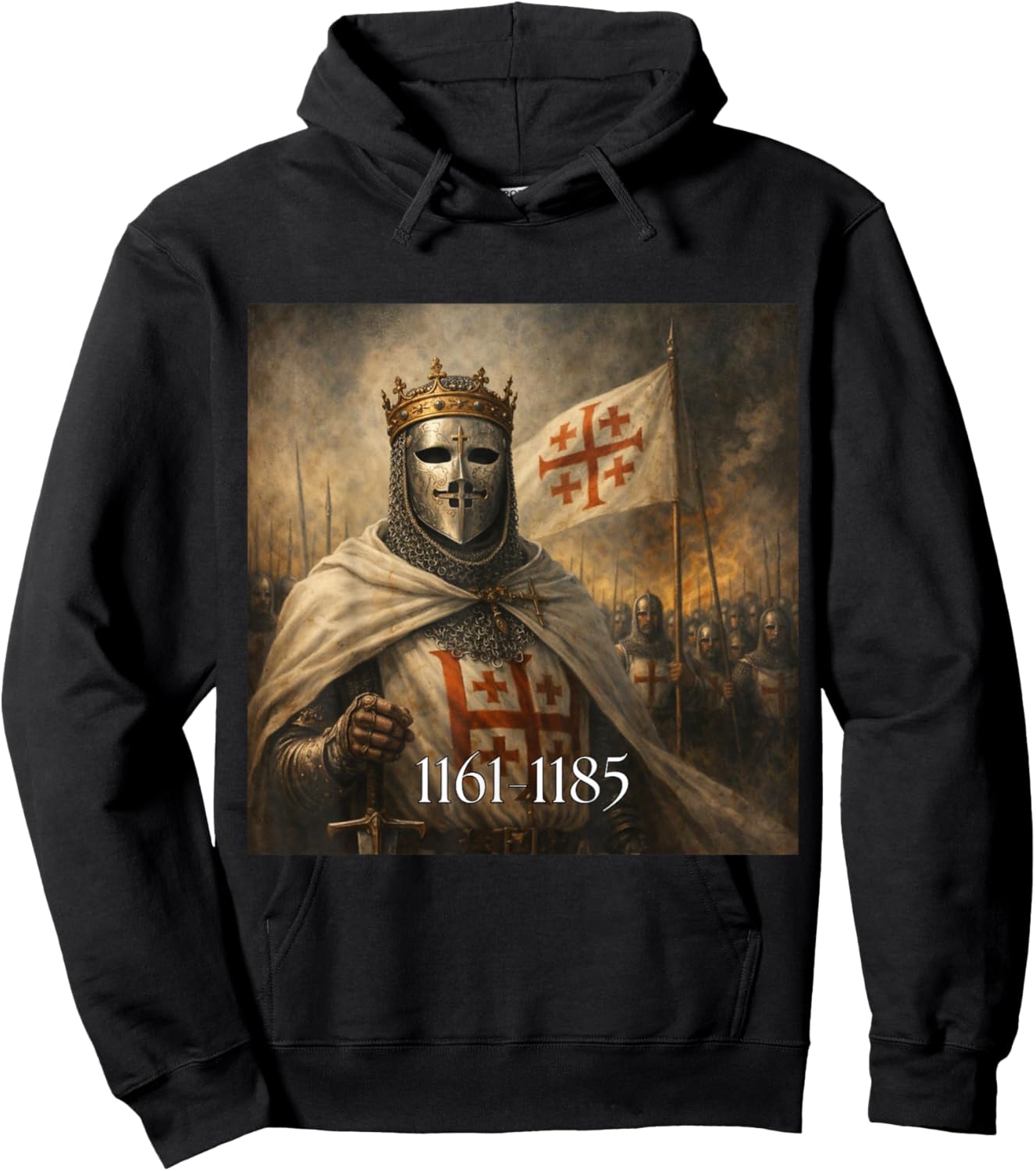 Sliver Mask King Baldwin IV Meme The Leper King Warrior Hoodie - Hoodie | Black