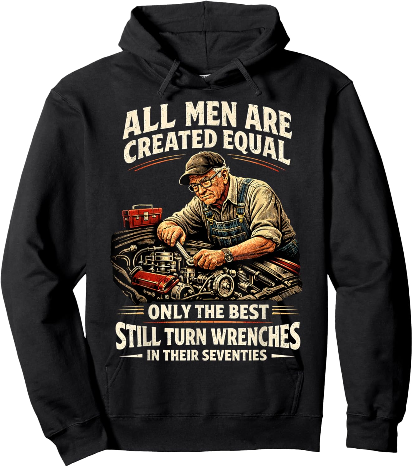 70th Birthday Turn Wrenches Vintage Mechanic Seventies Hoodie - Hoodie | Black