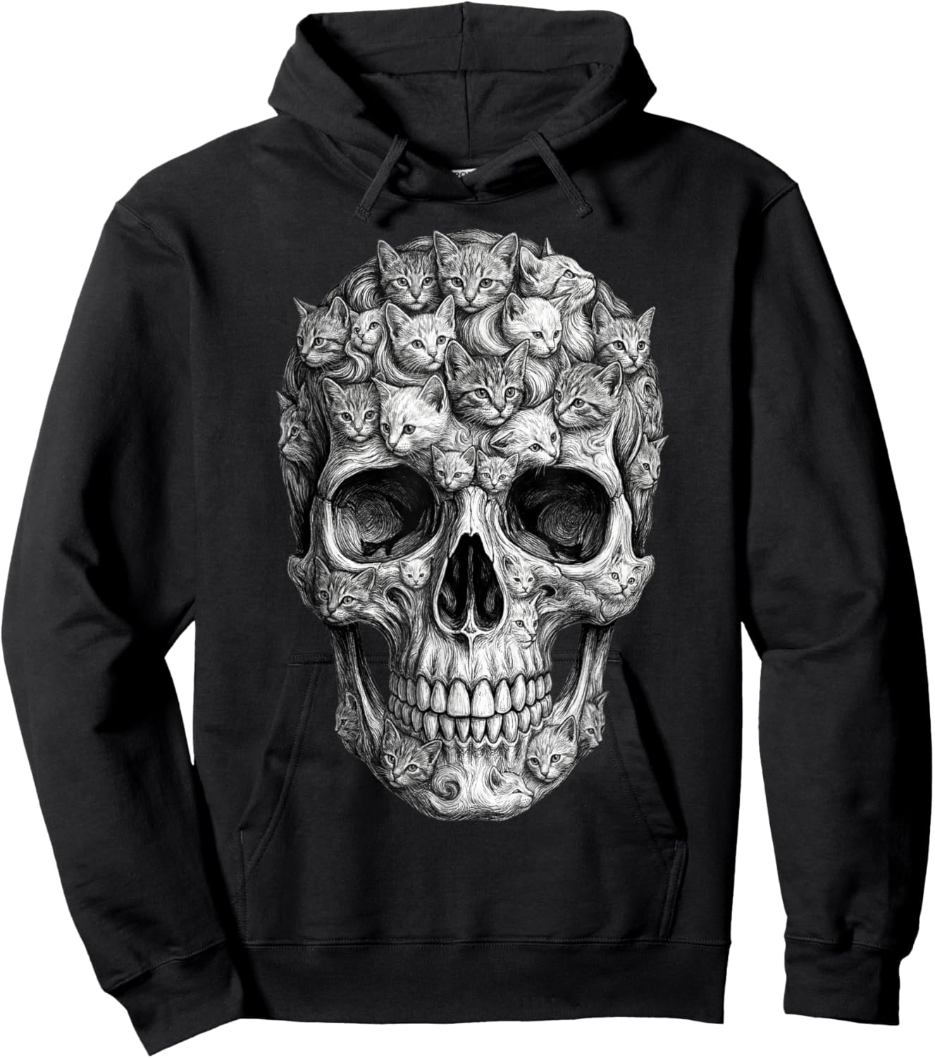Skull But It's Cats Kitty Skeleton Halloween Cat Skull Hoodie - Hoodie | Black