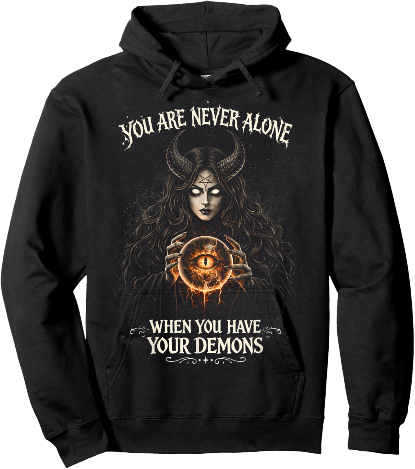 Satanic Gothic Demon with Dark Humor - Dark Fantasy Hoodie - Hoodie | Black
