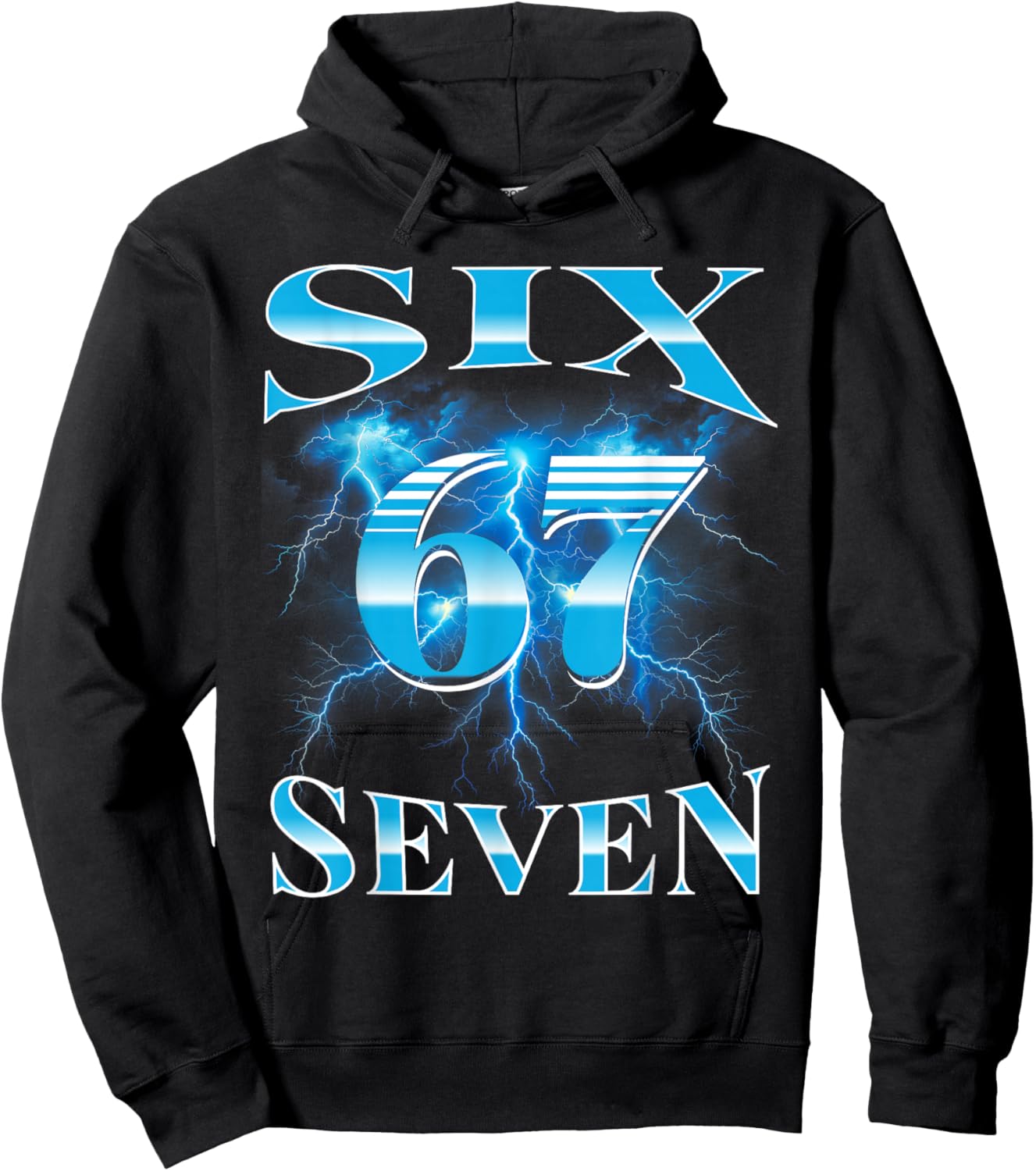 Six Seven 67 Meme Bootleg Style 90s 80s Alpha Gen Slang Hoodie - Hoodie | Black