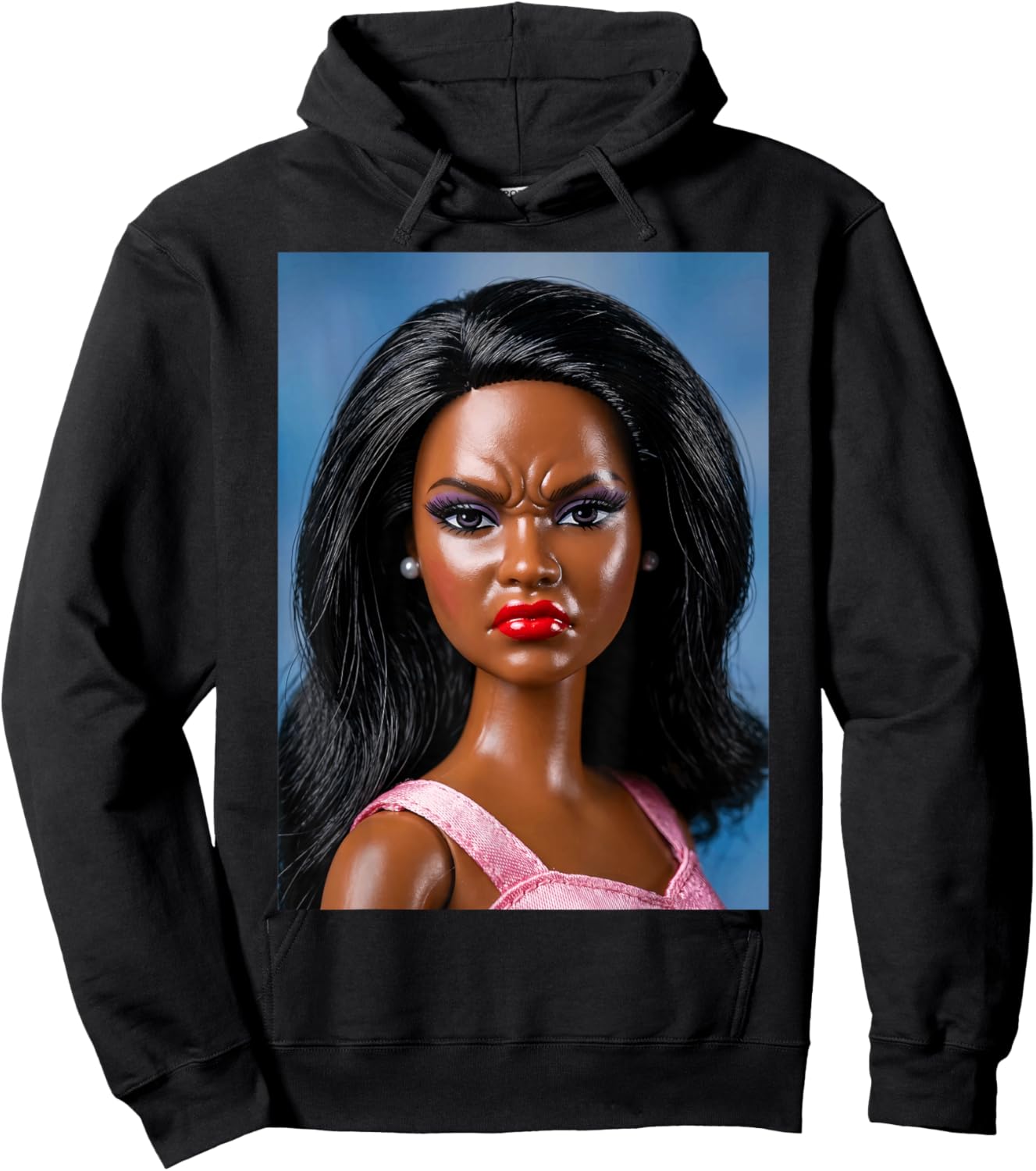 Angry Disgusted Black Doll Face Meme Reaction Meme Funny Hoodie - Hoodie | Black