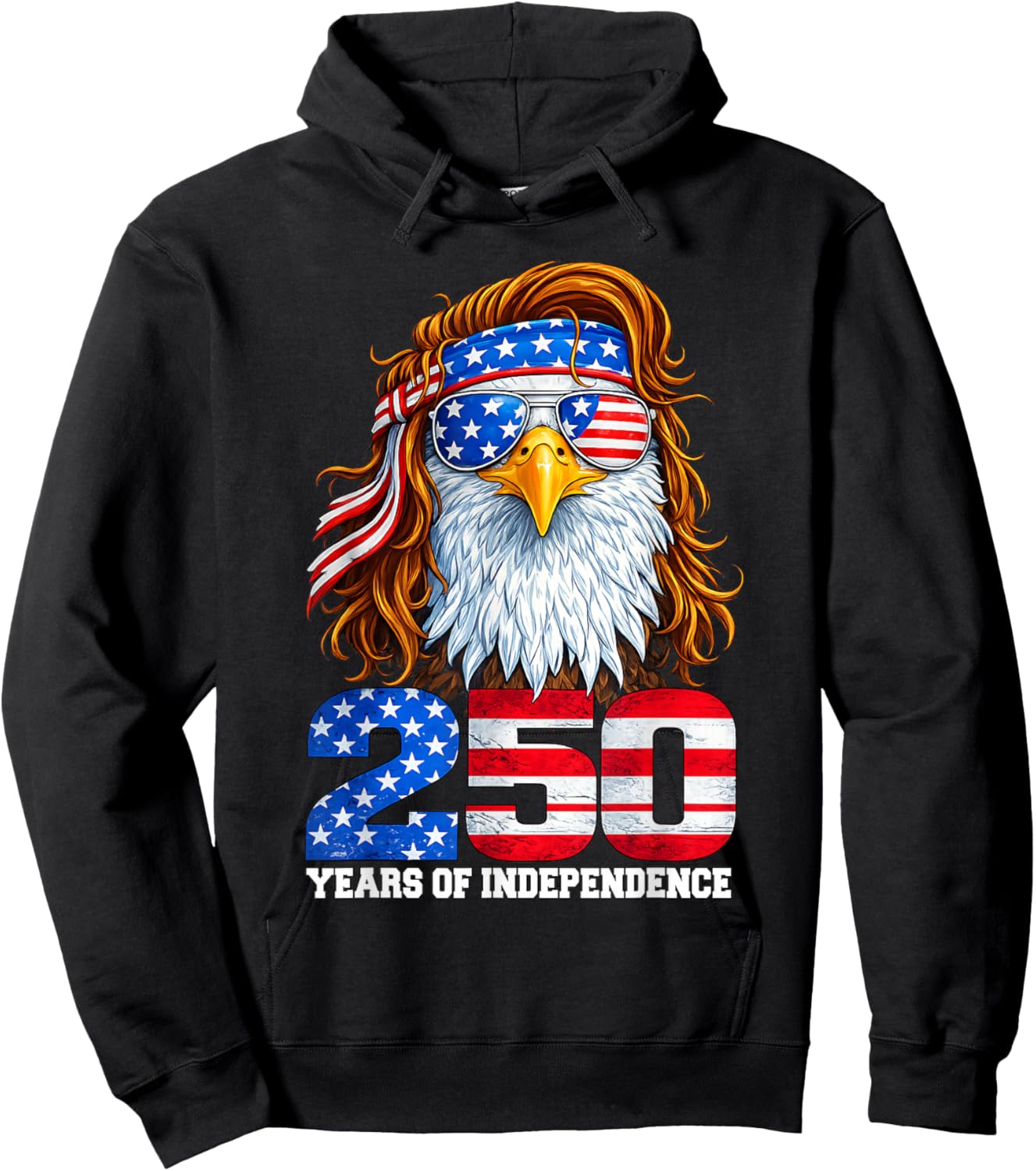 4th July American Flag Eagle Vintage 250 Years 1776 2026 Hoodie - Hoodie | Black