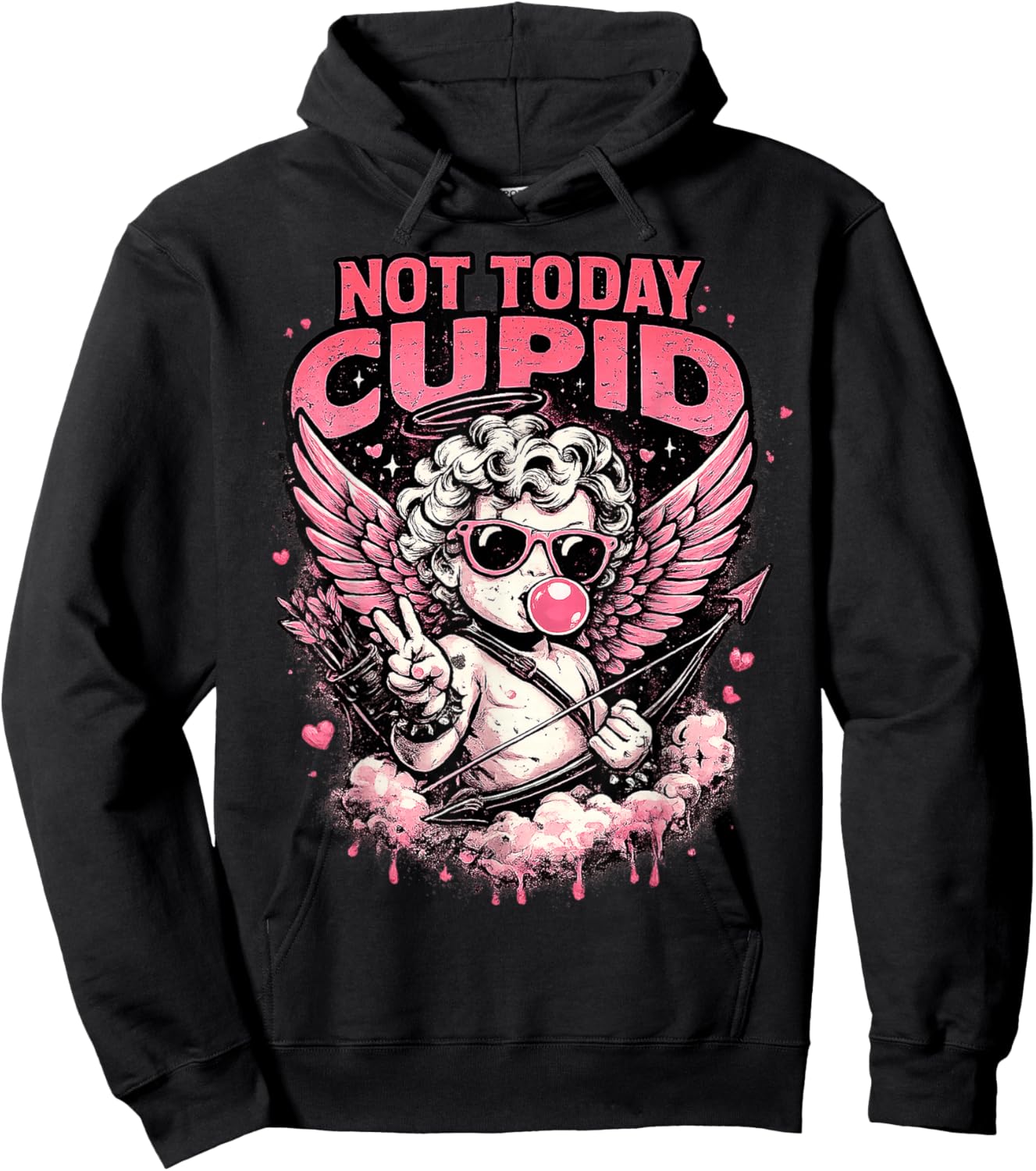 Not Today Cupid Funny Anti Valentine Graphic Gifts Men Women Hoodie - Hoodie | Black