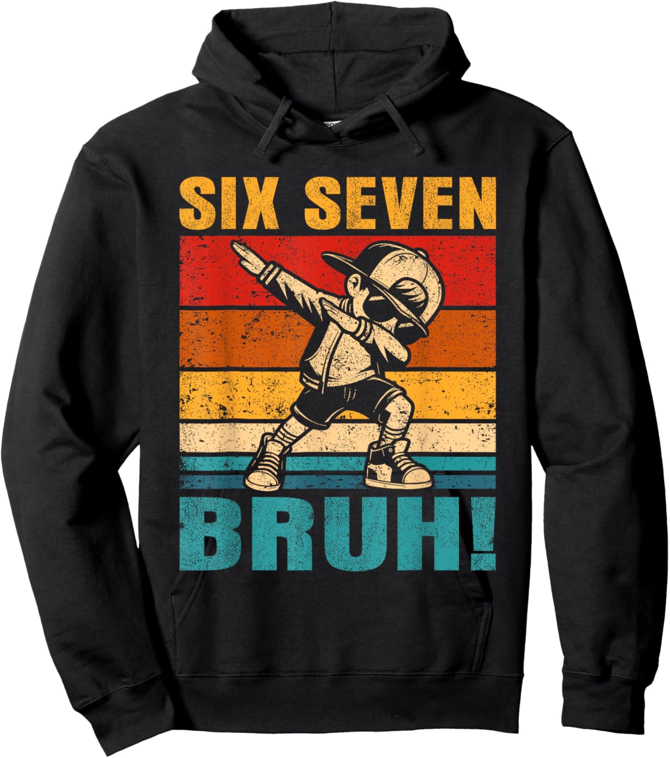 Six Seven Bruh Dabbing Boy Funny 67 Meme Gen Alpha Slang Hoodie - Hoodie | Black