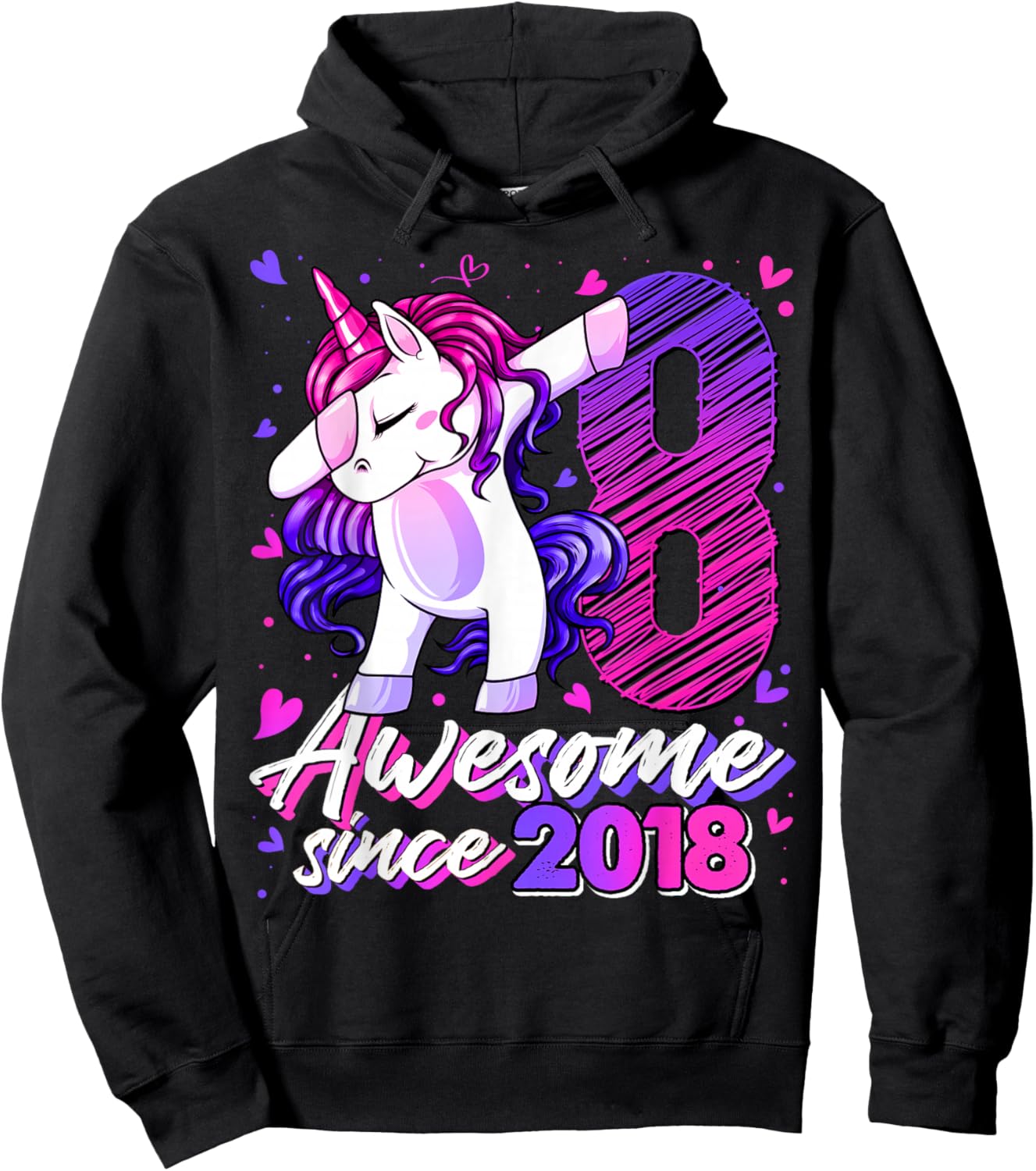 8th Birthday Shirt Girl 8 Year Old Gifts 8 Birthday Girl Hoodie - Hoodie | Black