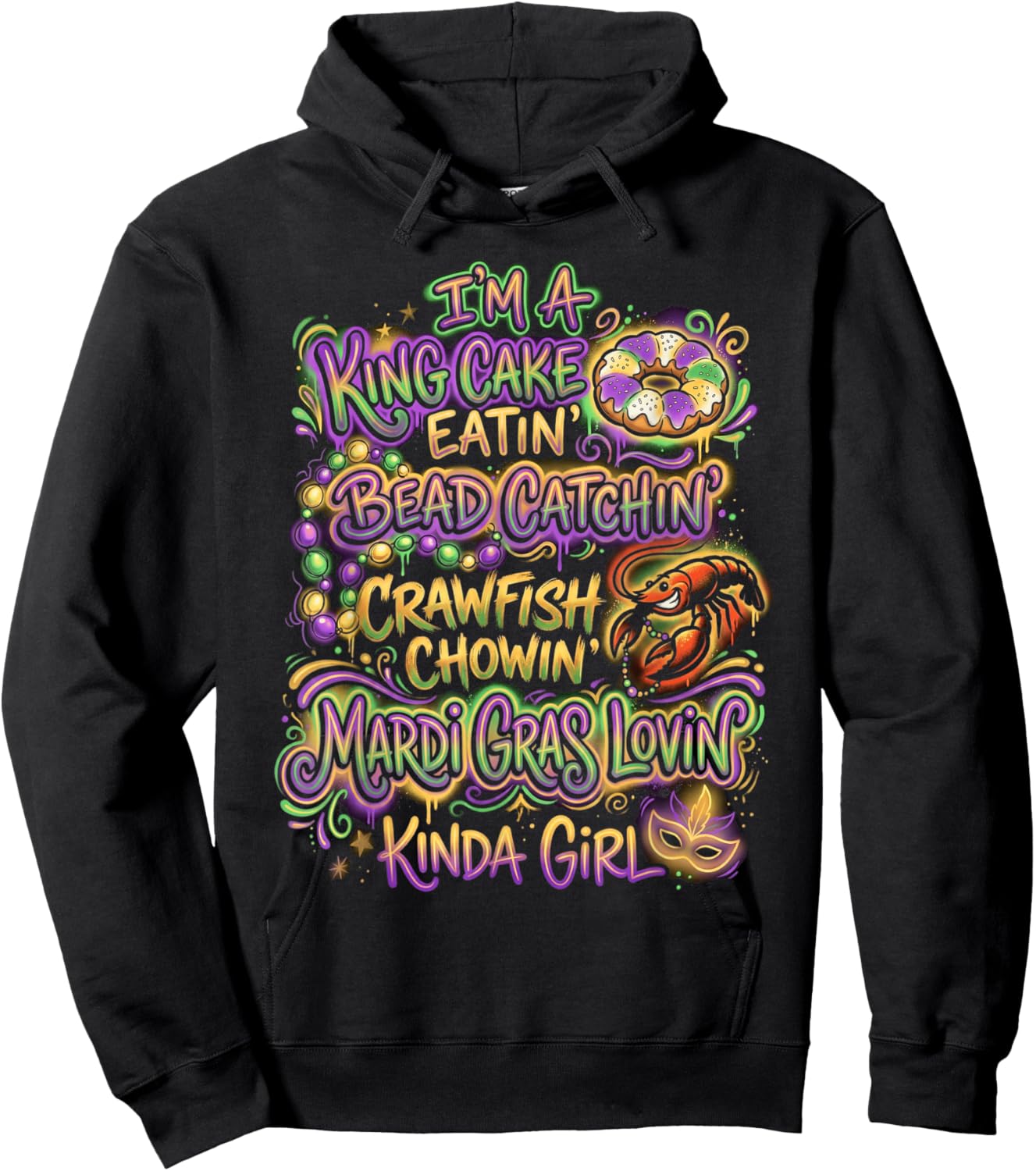 Beads Crawfish Parade Carnival Hoodie - Hoodie | Black