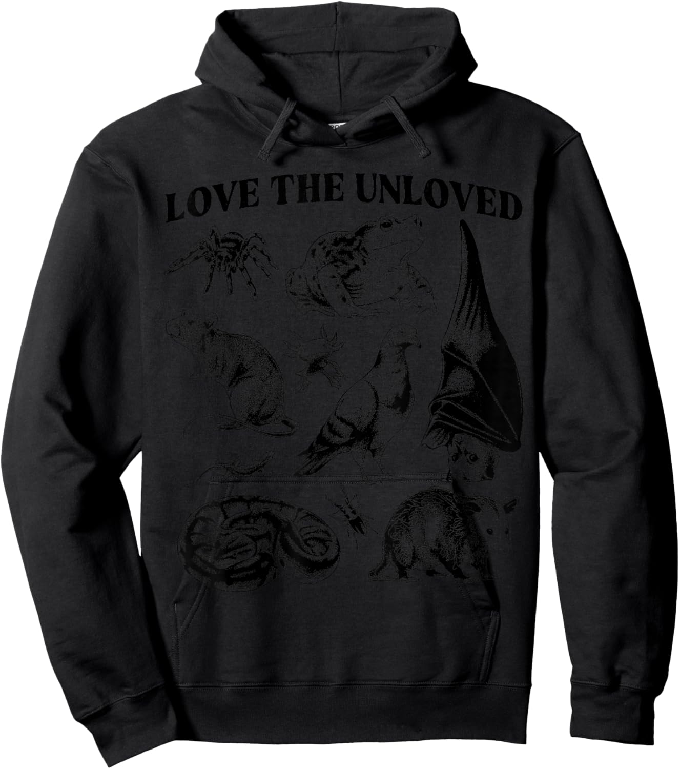 Love The Unloved Cute Animals Biology Vet Funny Axolotl Bat Hoodie - Hoodie | Black