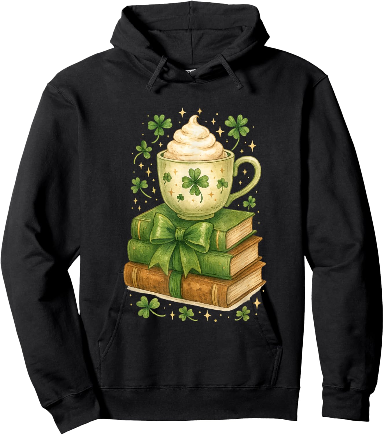 Book Lover St Patricks Day Teacher Cosy librarycore Hoodie - Hoodie | Black