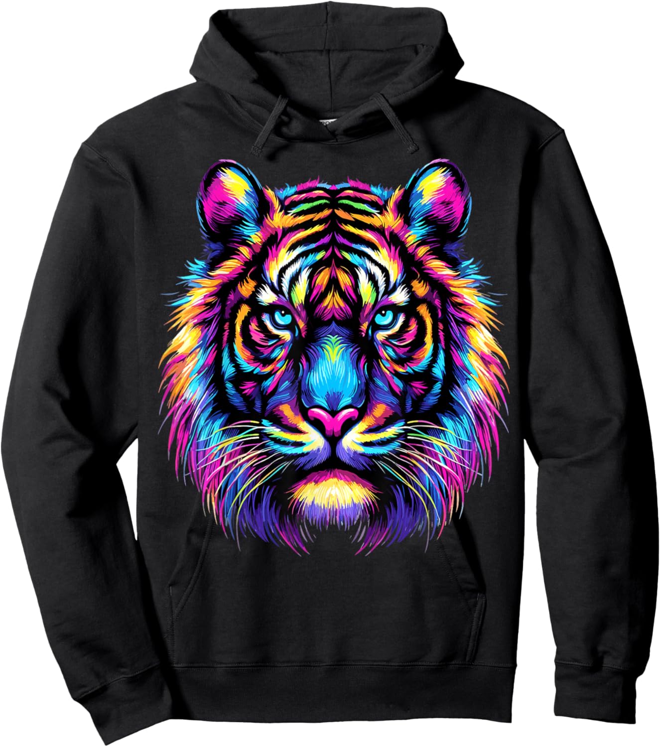 Colorful Tiger Head Hoodie - Hoodie | Black