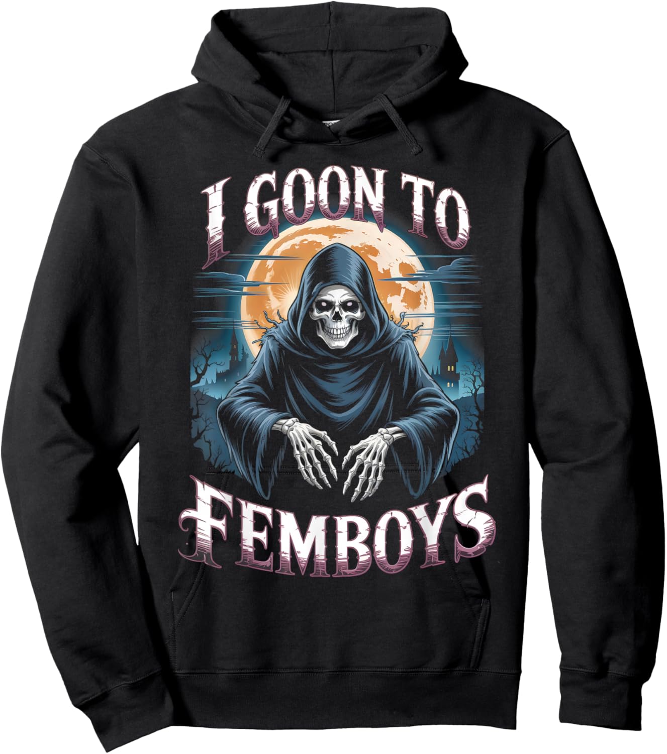 I Goon FEMBOYS Brainrot Meme Skeleton Edging Adult Humor Hoodie - Hoodie | Black