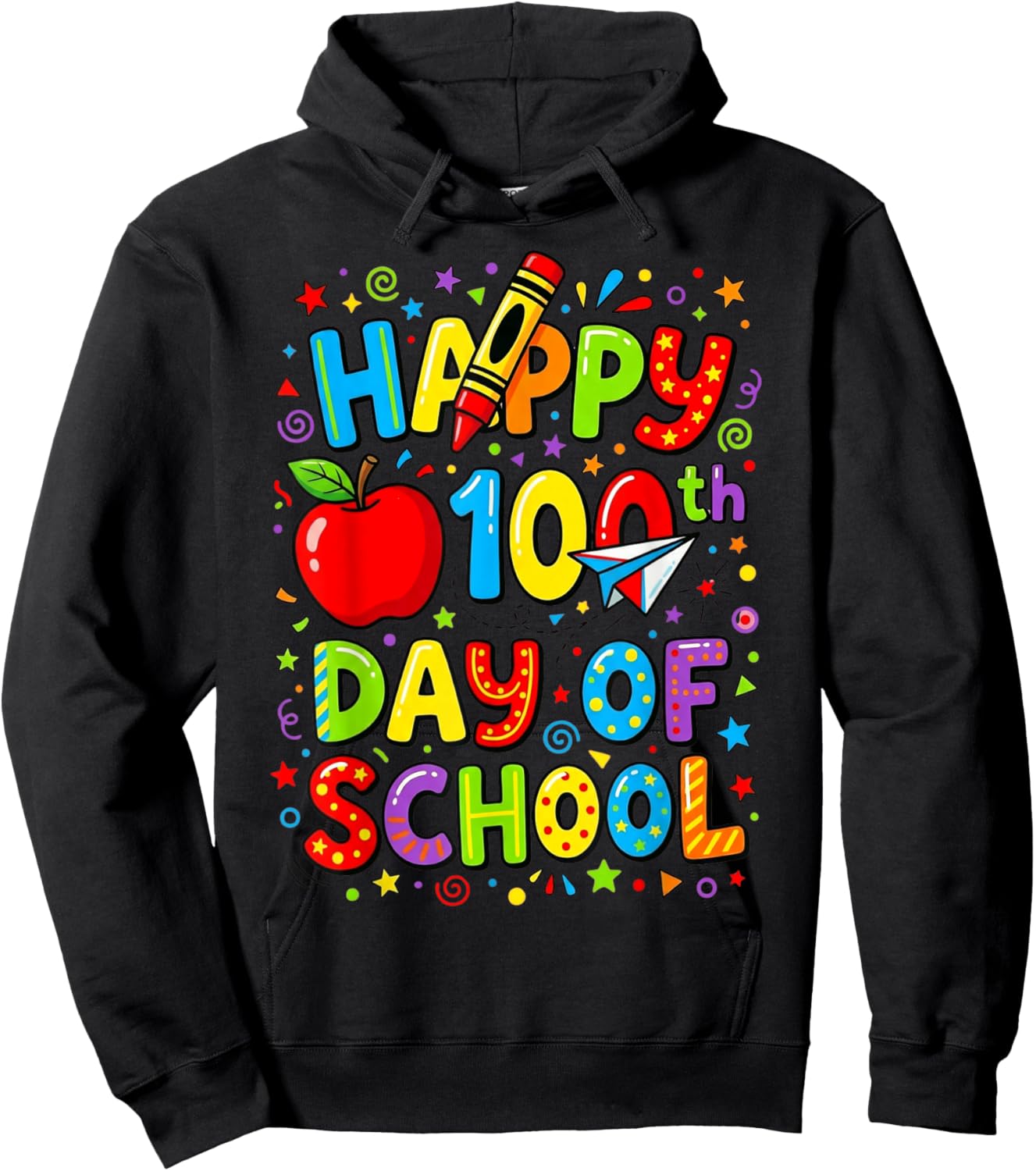 Happy 100th Day of School Cute for Kids Students Teachers Hoodie - Hoodie | Black