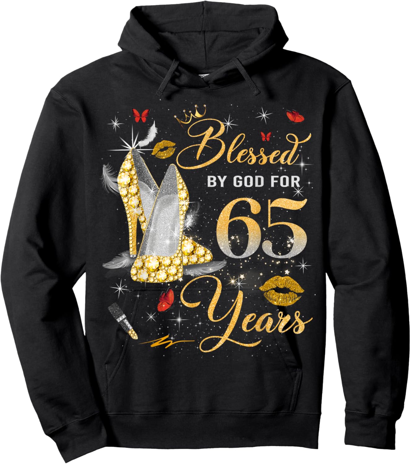 Blessed by God for 65 Years Old Women 65th Birthday Queen Hoodie - Hoodie | Black