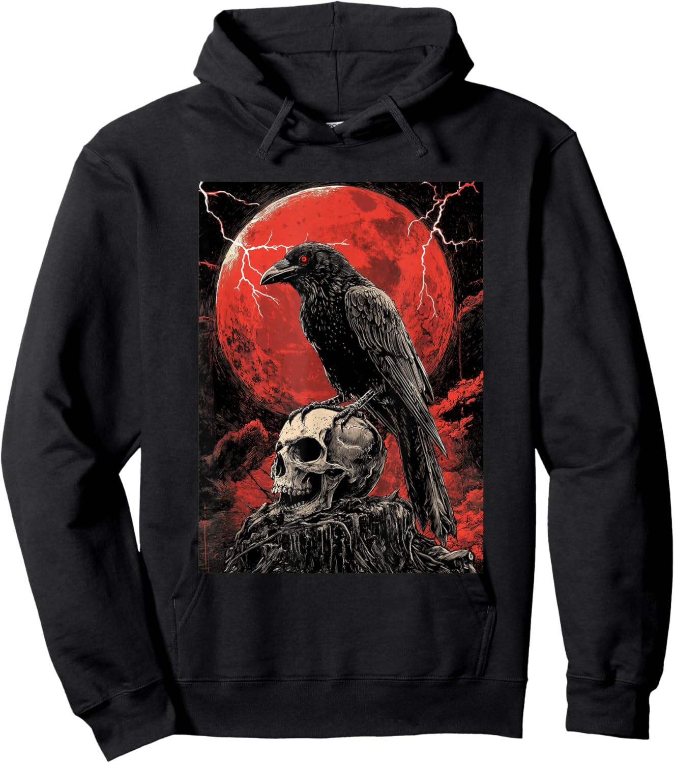 Raven Skull Moon Men Black Gothic Women Black Crow Hoodie - Hoodie | Black