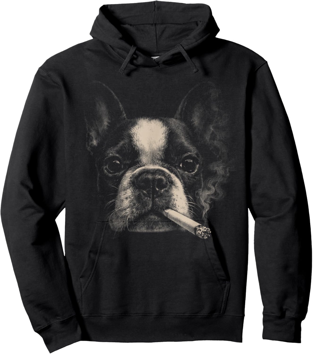 Dog Smoking Funny Boston Terrier Smoking Dog Meme Hoodie - Hoodie | Black