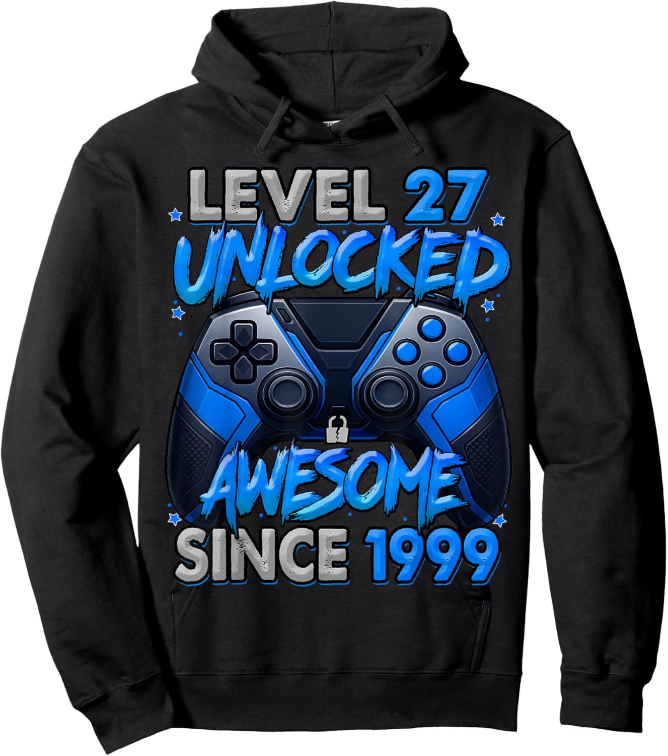Level 27 Unlocked Awesome Since 1999 27th Birthday Gaming Hoodie - Hoodie | Black